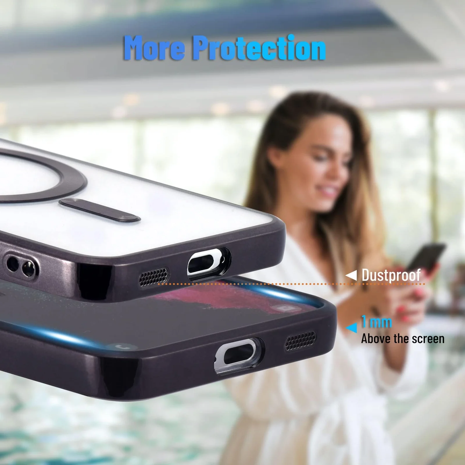 DL3 Mobilak Clear MagSafe-Compatible Magnetic Case for Samsung Galaxy S21 FE 5G with Camera Protection and Shockproof Design - Black