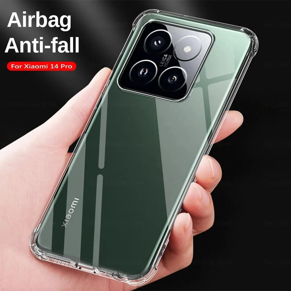 DL3 Mobilak Case Compatible with Xiaomi 14 pro, Cover Silicone Transparen t TPU Gorilla Anti-shock Protector Camera Shockproof Corners - Clear