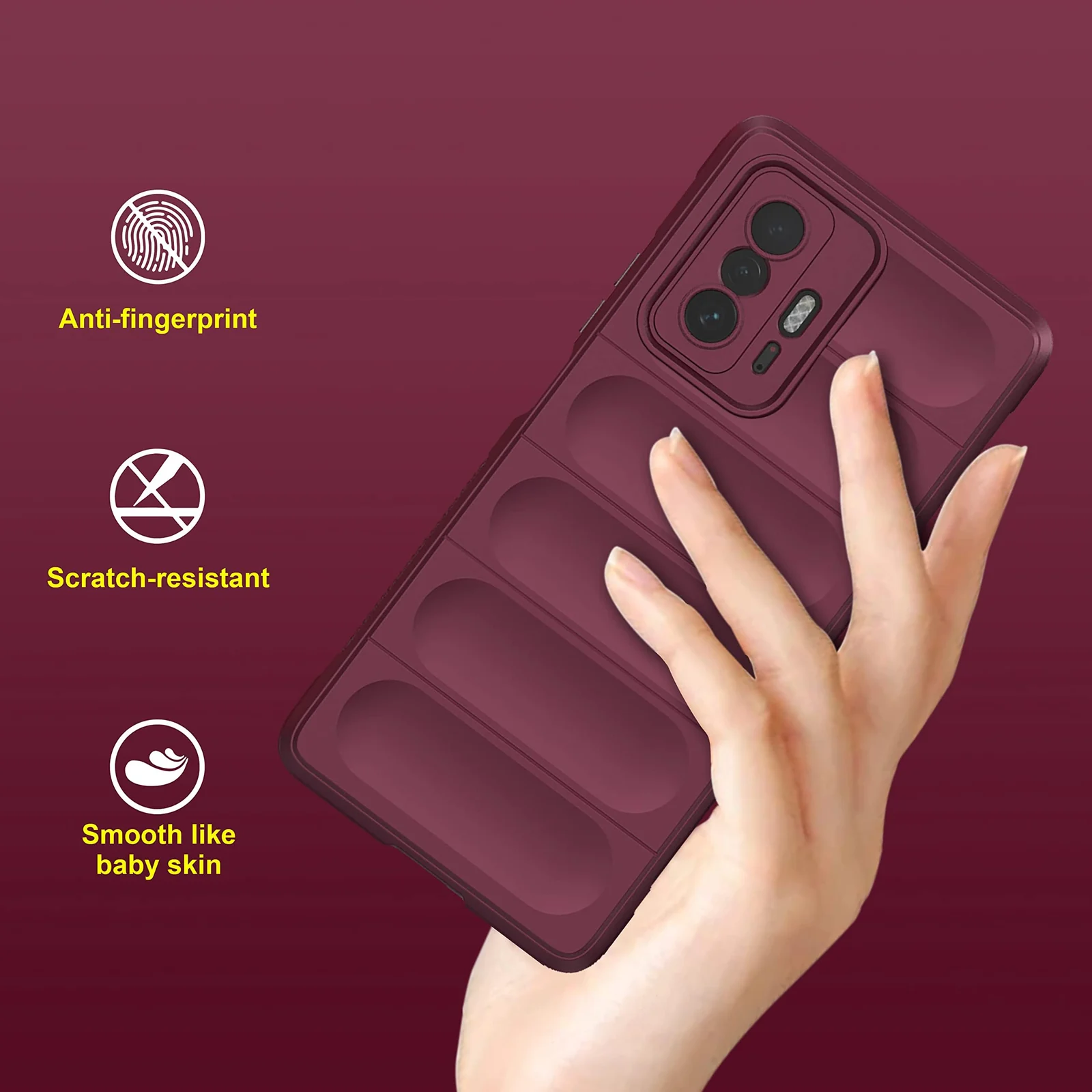 DL3 Mobilak Rugged Protective Case for Xiaomi 11T 5G / Xiaomi 11T Pro 5G, Camera protection, Shock-absorbing protection, Non-slip grip - Wine Red