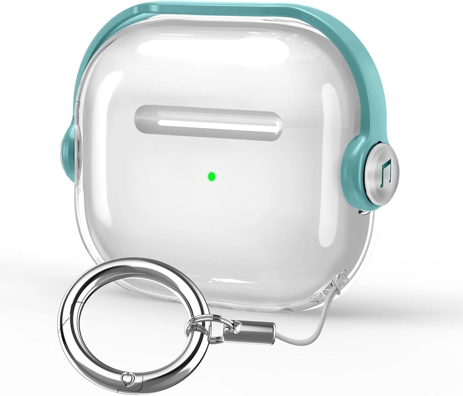 DL3 Mobilak Case for Apple AirPods 4 [With Closure Lid] [Front LED Visible] [With Wrist Strap] Skin Case Compatible with AirPods 4(2024) - Clear Green