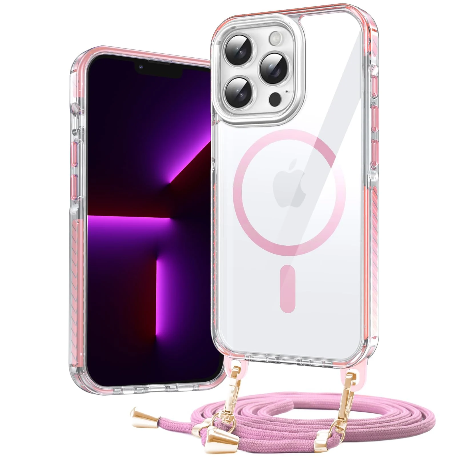 DL3 Mobilak Rugged Protective Case for iPhone 15 Pro Max, Compatible with MagSafe accessories, Supports wireless charging, Shock-absorbing protection - Pink