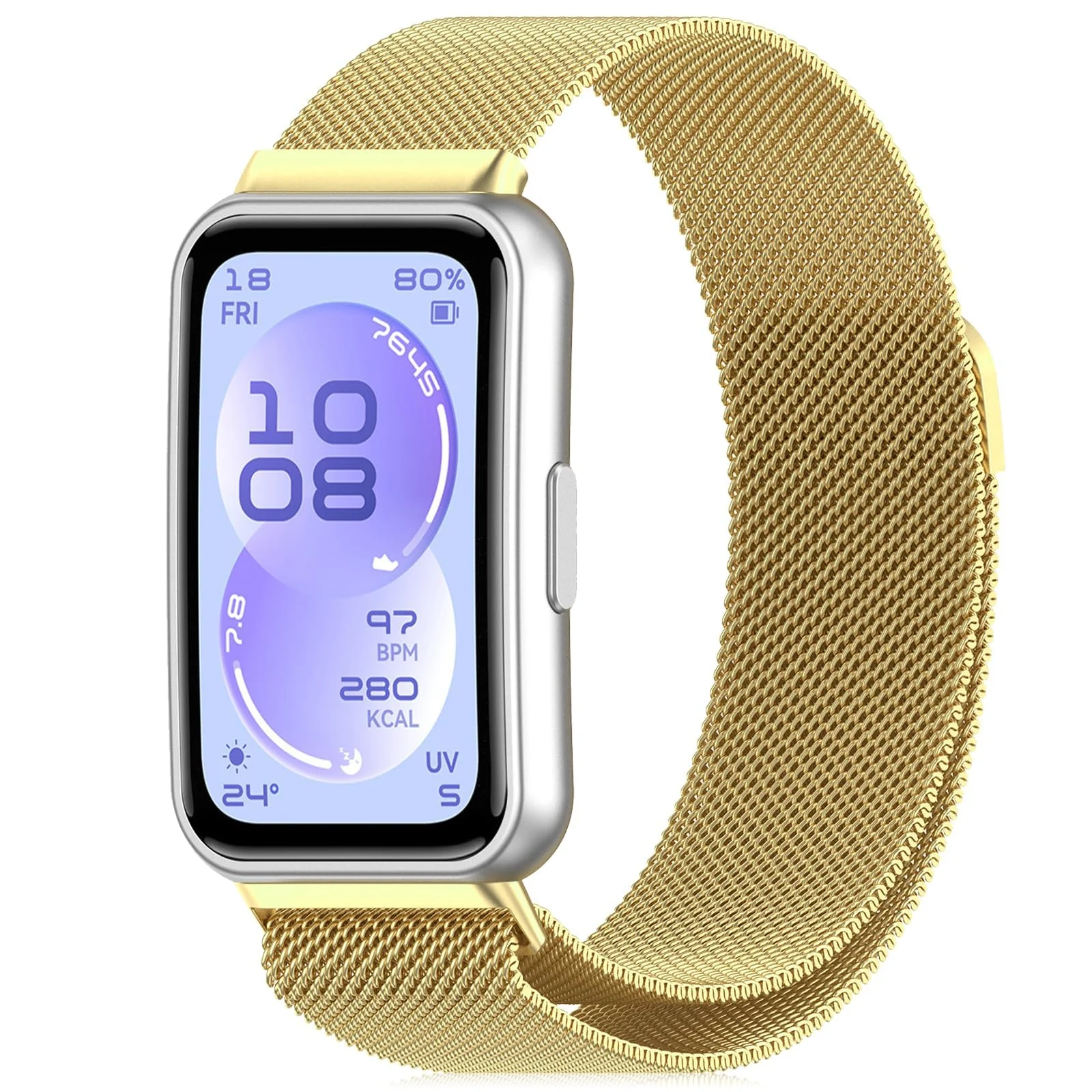 MOBIGON Magnetic Stainless Steel Watch Strap for Huawei Band 11 / 11 Pro, Gold