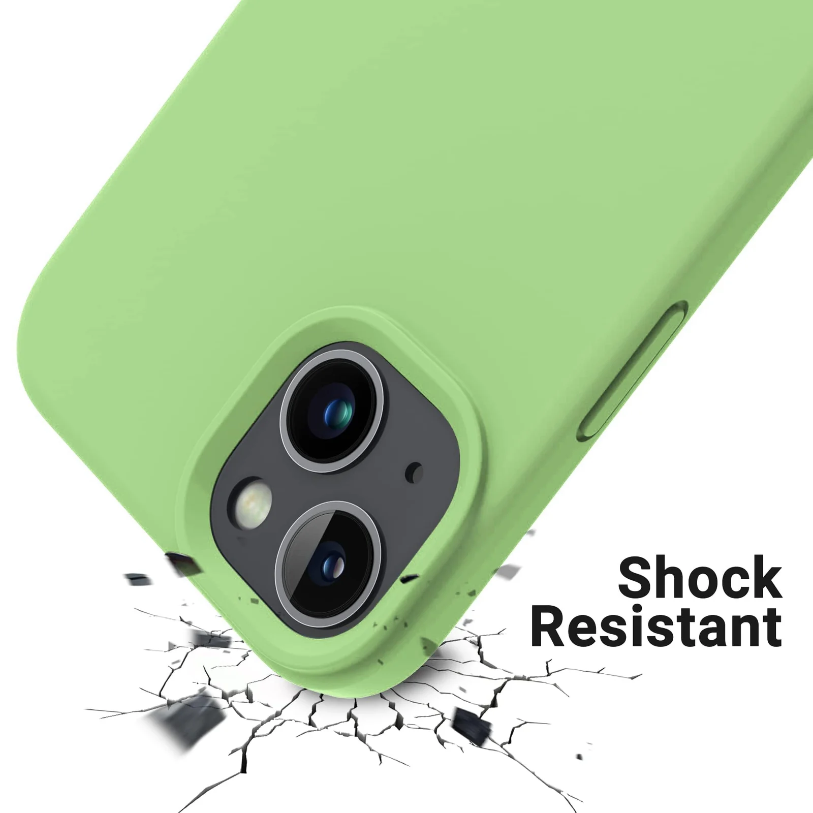 DL3 Mobilak Liquid Silicone Protective Case with Soft Microfiber Lining for iPhone 13 / iPhone 14 - Light Green