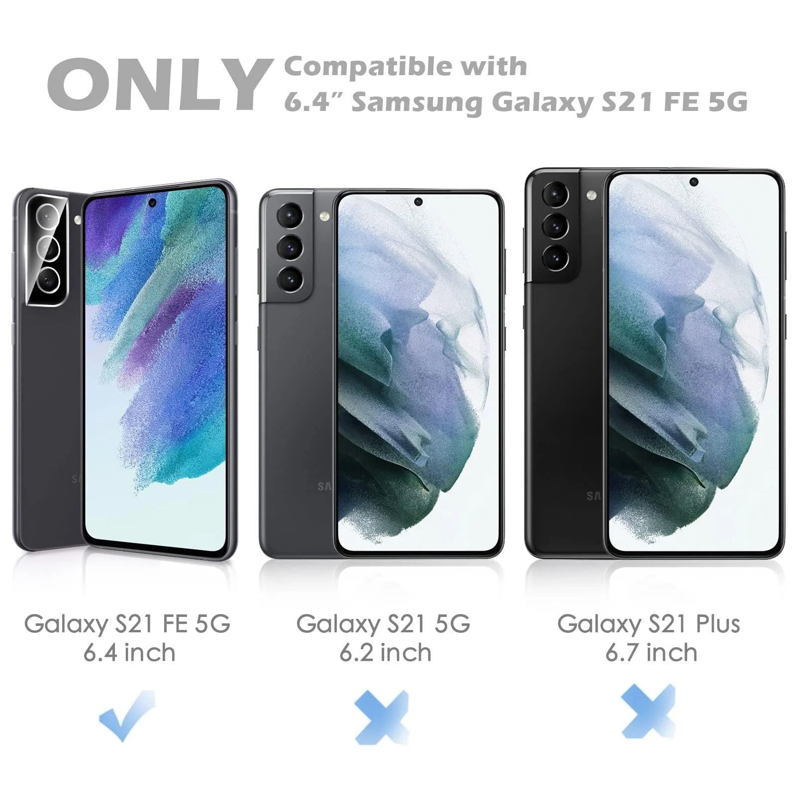 DL3 Mobilak Samsung Galaxy S21 FE 5G Camera Protector Tempered Glass Screen Protector HD [Full Coverage][Anti-Scratch] Drop Protection Ultra Clear/Thin Lens Protector Case - Black