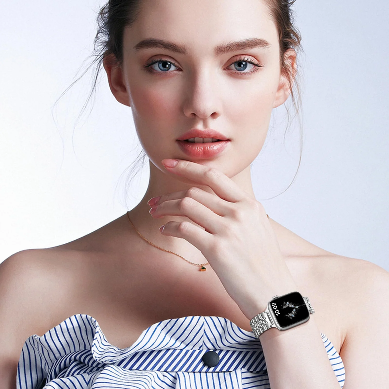 DL3 Mobilak Band For Apple Watch Ultra Band 49mm 45mm 44mm 42mm 41mm 40mm 38mm, Metal Stainless Steel Strap for Apple Watch Series 8 Ultra 7 6 5 4 3 2 1 Se (A. , 42MM/44MM/45MM/49MM) - A.Silver