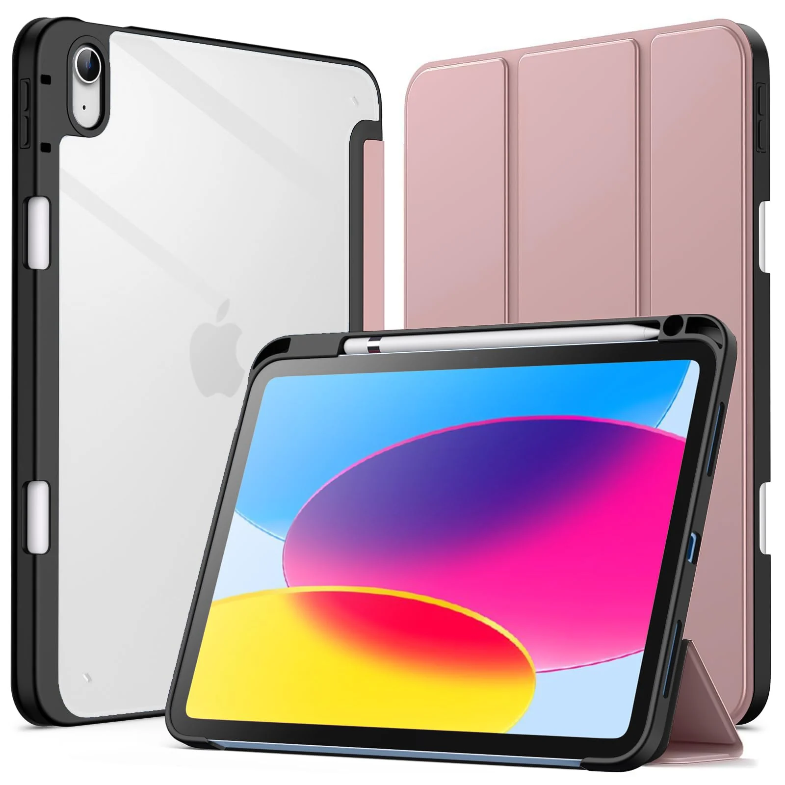 DL3 Mobilak Case Compatible with iPad (A16) 11th Generation 11 Inch (2025), iPad 10th Generation 10.9 Inch (2022), Clear Shockproof Back Cover Built-in Pencil Holder, Auto Sleep/Wake