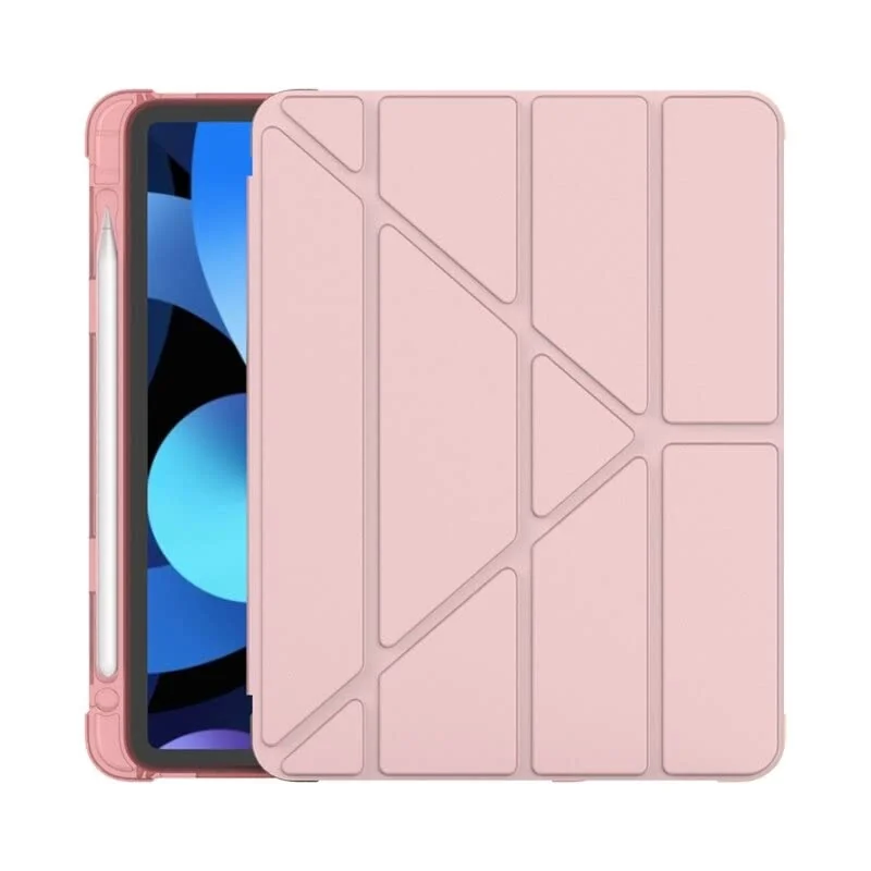 DL3 Mobilak iPad (A16) Case/iPad 10th Generation [11-Inch 2025/10.9 Inch 2022] with Pencil Holder, [Support Touch ID] Flexible TPU Back Shell Smart Trifold Stand Protective Auto Wake/Sleep - A. Rose Gold