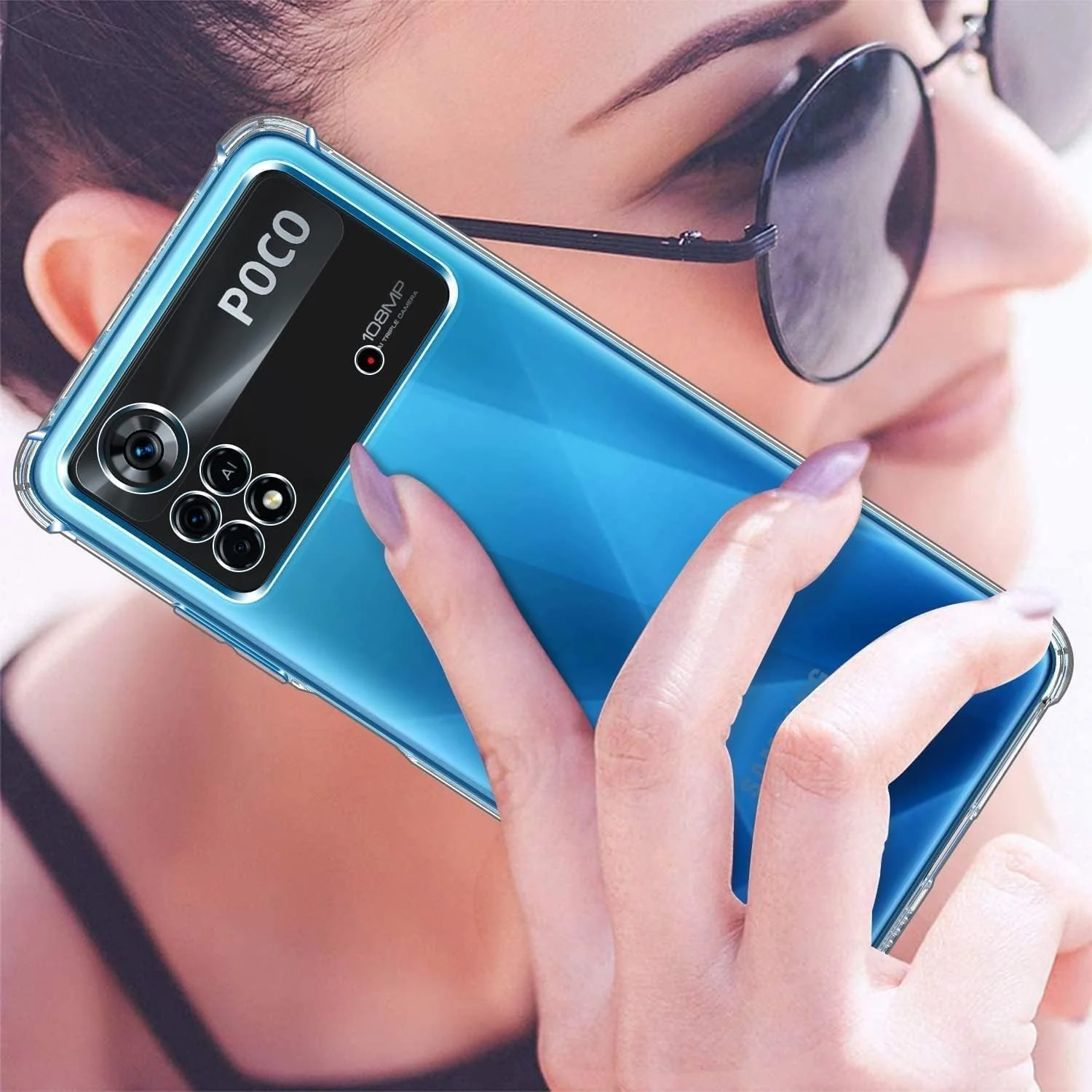 DL3 Mobilak Military Drop Protection Case for Xiaomi Poco M4 Pro 4G - Non-Yellowing Shockproof TPU Back Soft Silicone Bumper Cover - Clear