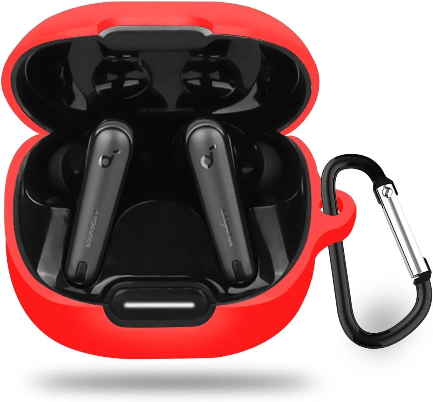 DL3 MOBILAK Silicone Case Compatible with Soundcore Liberty 4 NC Earbuds, Soft Silicone Protective Case Cover, Shockproof Sleeve with Carabiner - Red