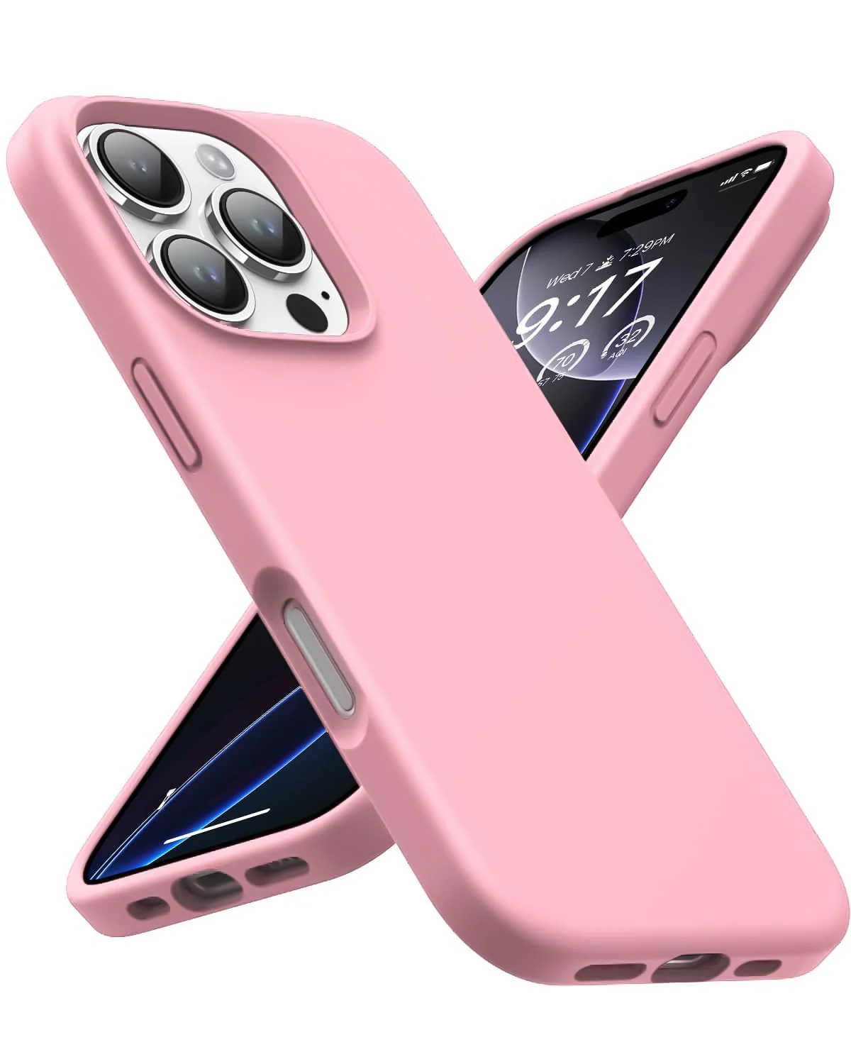 DL3 Mobilak Liquid Silicone Protective Case with Soft Microfiber Lining for iPhone 16 Pro Max - Pink
