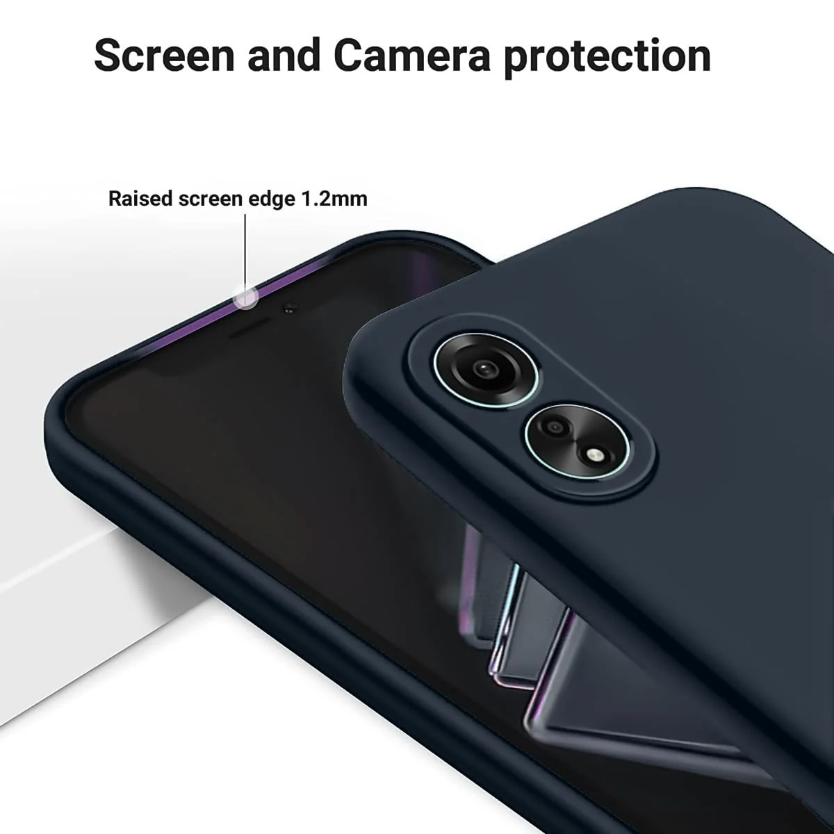 DL3 Mobilak Silicone Protective Case for OPPO A18, Shock-absorbing protection, Scratch-resistant surface, Soft microfiber lining - Midnight Blue