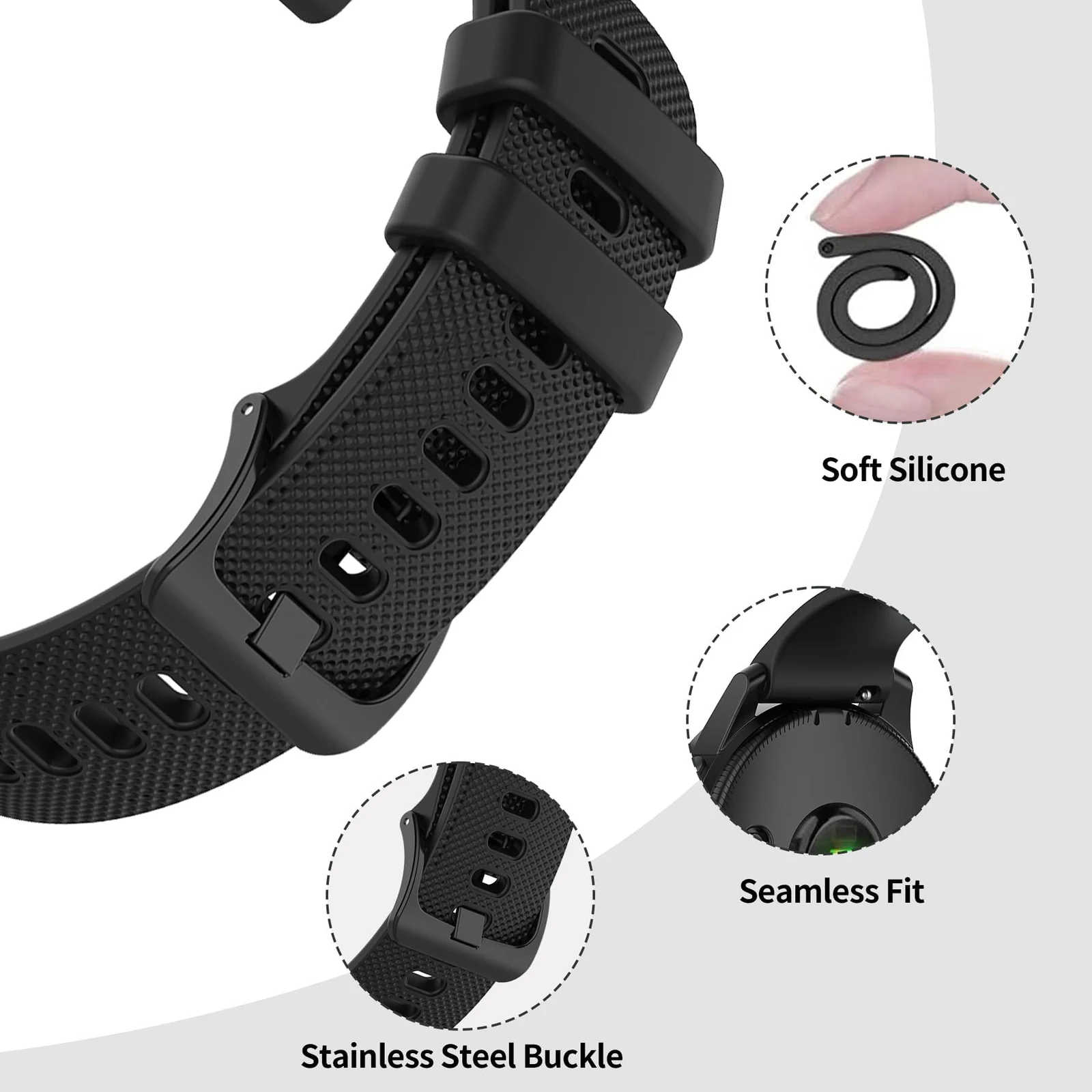 DL3 Mobilak Strap Silicone Buckle 20MM Band Compatible with Samsung Gear Sport/Watch 7/6/5/4/5 Pro 45mm/S2 classic/active 2 40mm 44mm/Amazfit GTS 2/2e/GTS 3/3 Pro/GTS 4/GTS 2 Mini/3 Mini/4 - Black