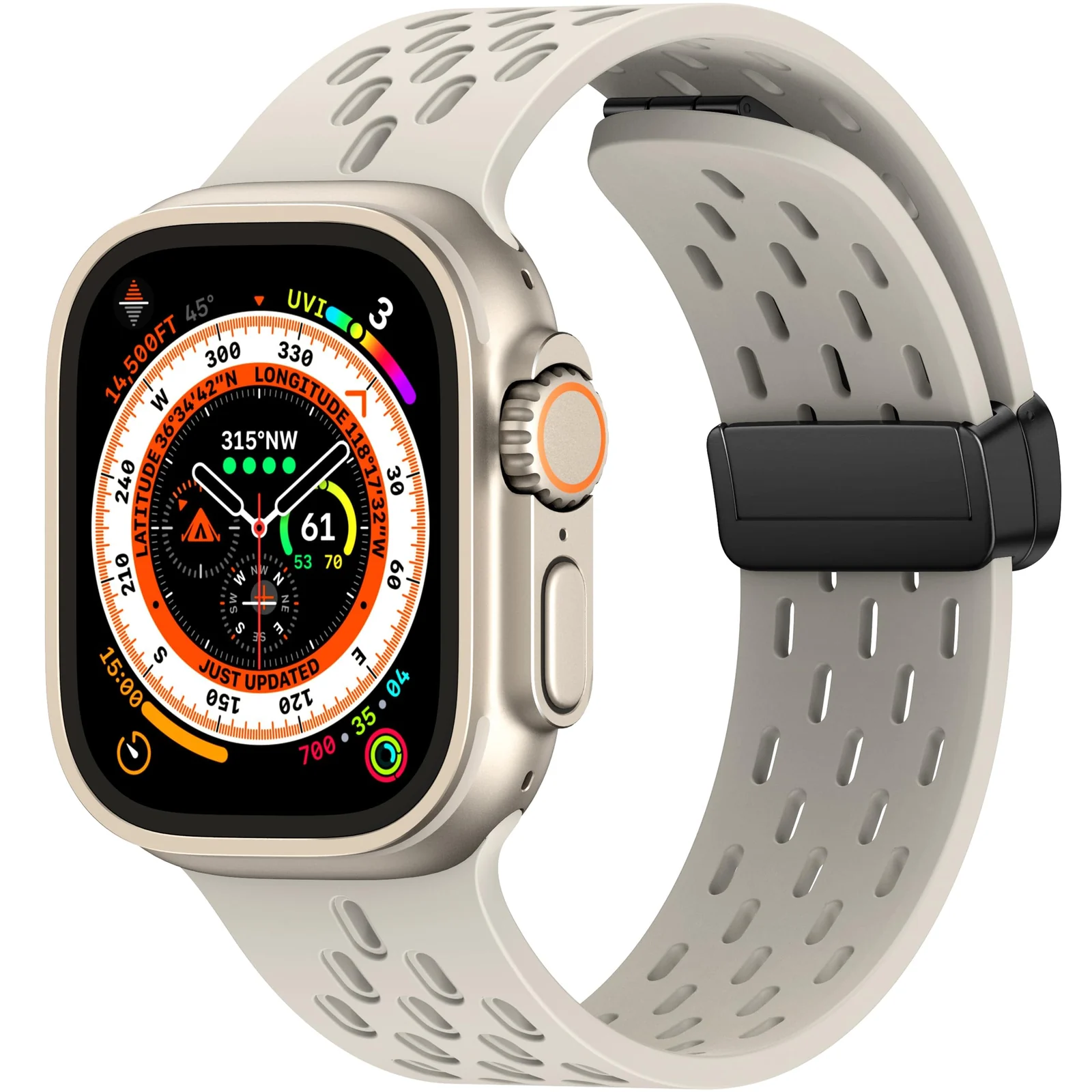 DL3 Mobilak Magnetic Bands for Apple Watch Band 49mm 46mm 45mm 44mm 42mm, Soft Silicone Magnetic Buckle Breathable Sport Watch Strap for iWatch Ultra2 Ultra SE SE2 Series 10 9 8 7 6 5 4 3 2 1 - Starlight