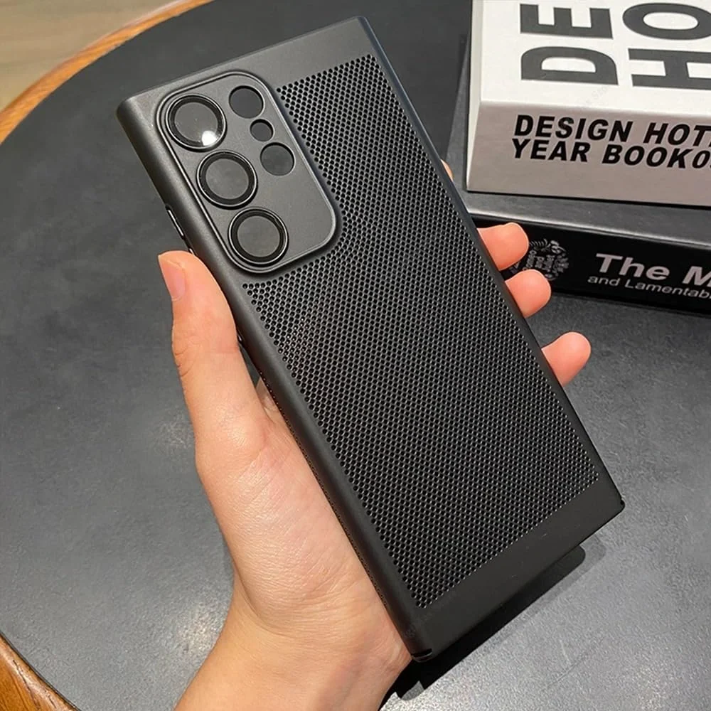 DL3 Mobilak Heat-Dissipation Hard PC Case with Built-In Camera Lens Protector for Samsung Galaxy S23 Ultra - Black