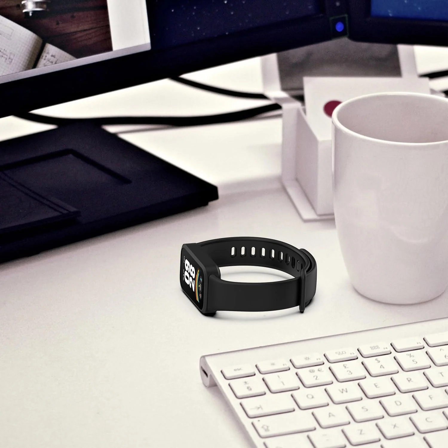 DL3 Mobilak Compatible with Xiaomi Smart Band 9 Active/Xiaomi Redmi Smart Band 3 Replacement Silicone Wrist Strap Bracelet Band Soft And Durable Watch Accessories - Black