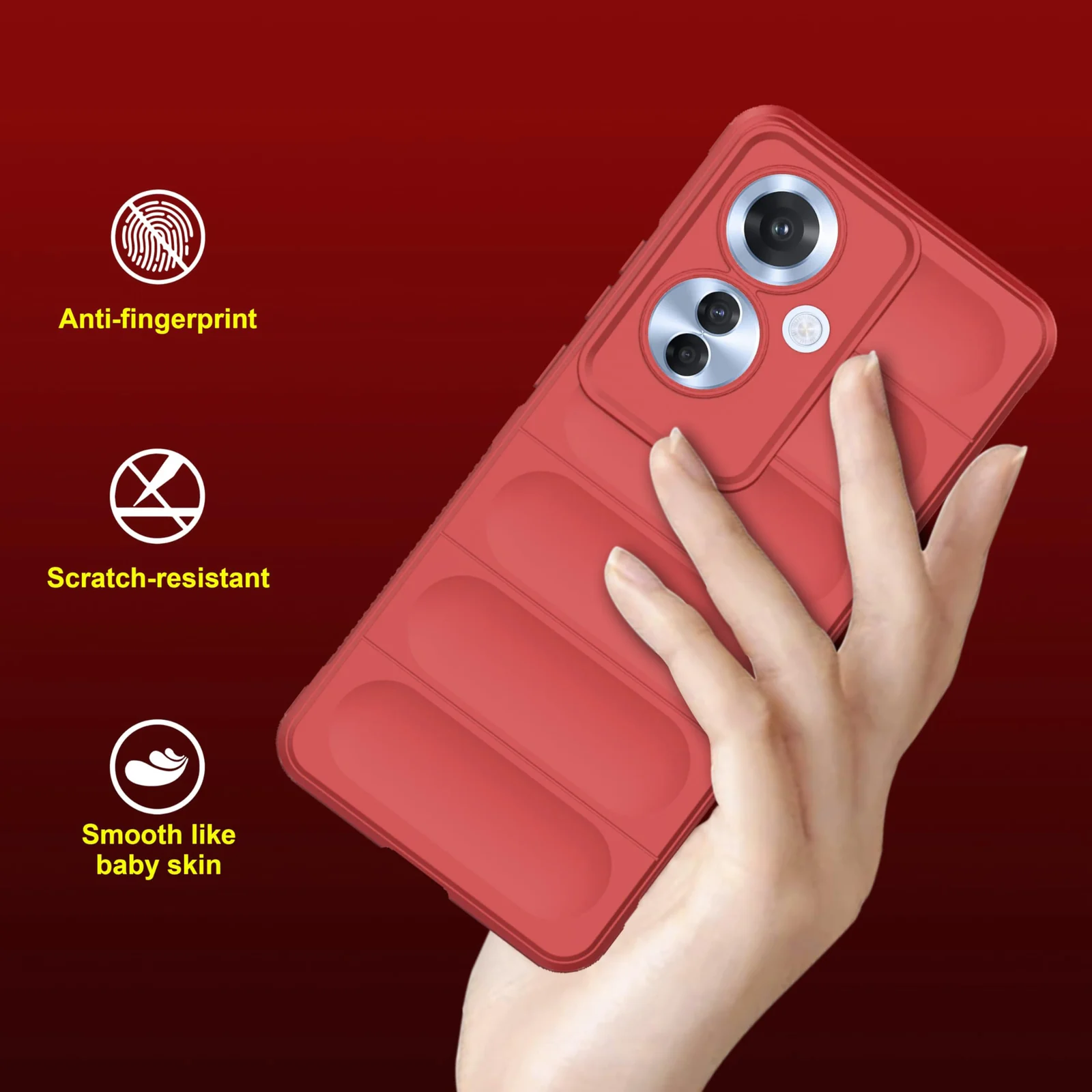 DL3 Mobilak Soft Silicone Protective Case for OPPO Reno 11F 5G with Camera Protection and Shockproof Design - Red