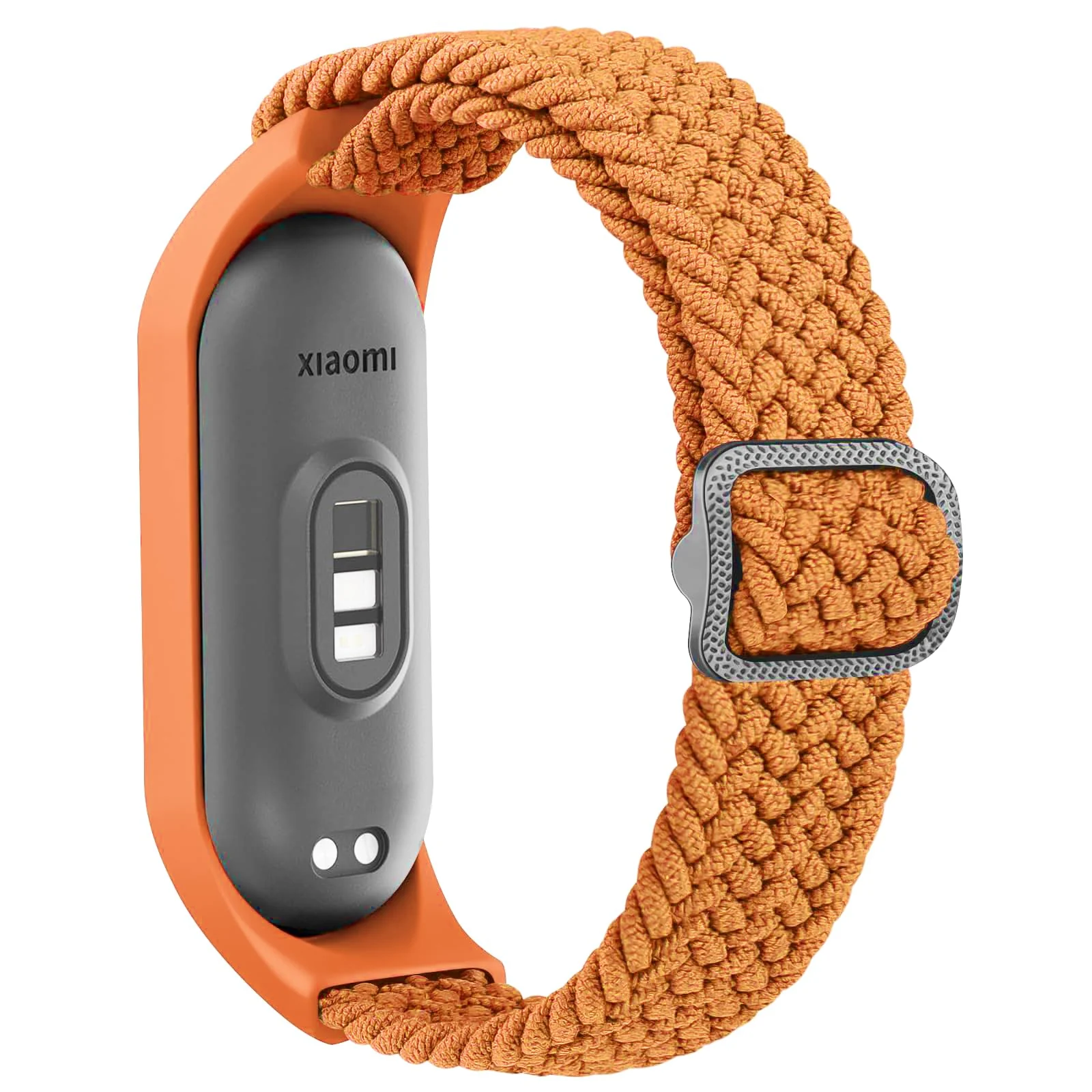 DL3 Mobilak Nylon Band for Xiaomi Mi Band 7/Mi Band 6/Mi Band 5/Mi Band 4/Mi Band 3, Adjustable Braided Elastic Solo Loop for Mi Band 7 6 5 4 3, Sport Strap Smart Watch Accessories - Orange