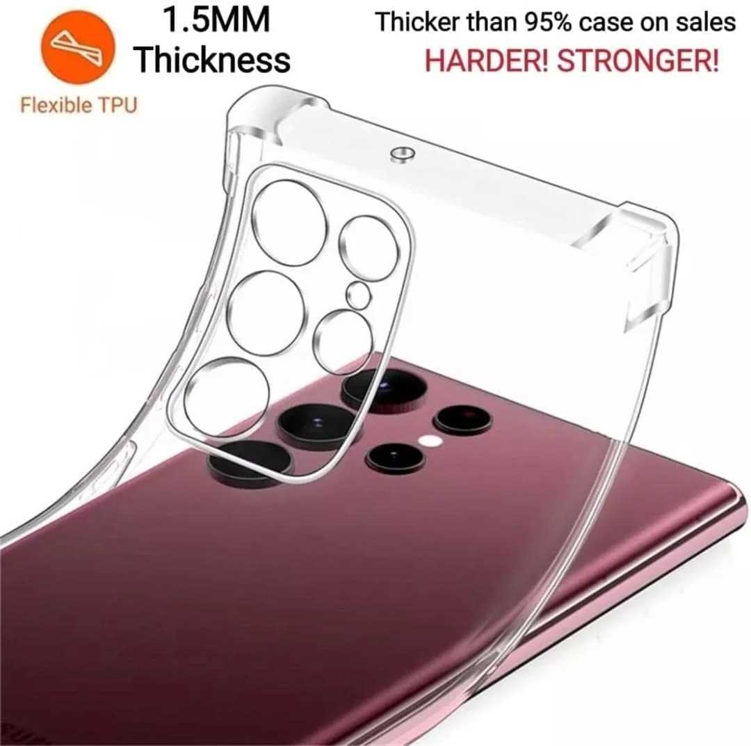 DL3 MOBILAK Case Compatible with Samsung Galaxy S23 Ultra, Cover SiliconeTransparent TPU Gorilla Anti-shock Protector Camera Shockproof Corners - Clear