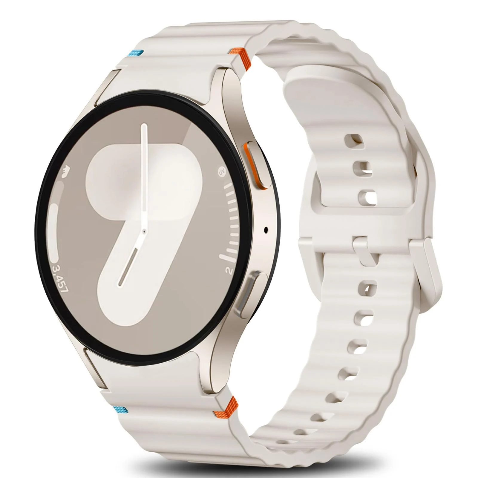 DL3 Mobilak No Gap Sport Bands For Samsung Galaxy Watch 7 6 5 4 FE Strap 40mm 44mm, Soft Silicone Sport Band for Galaxy Watch 6 Classic Straps 47mm 43mm/Galaxy Watch 5 Pro/Watch 4 Classic 42mm 46mm for Men Women - Starlight