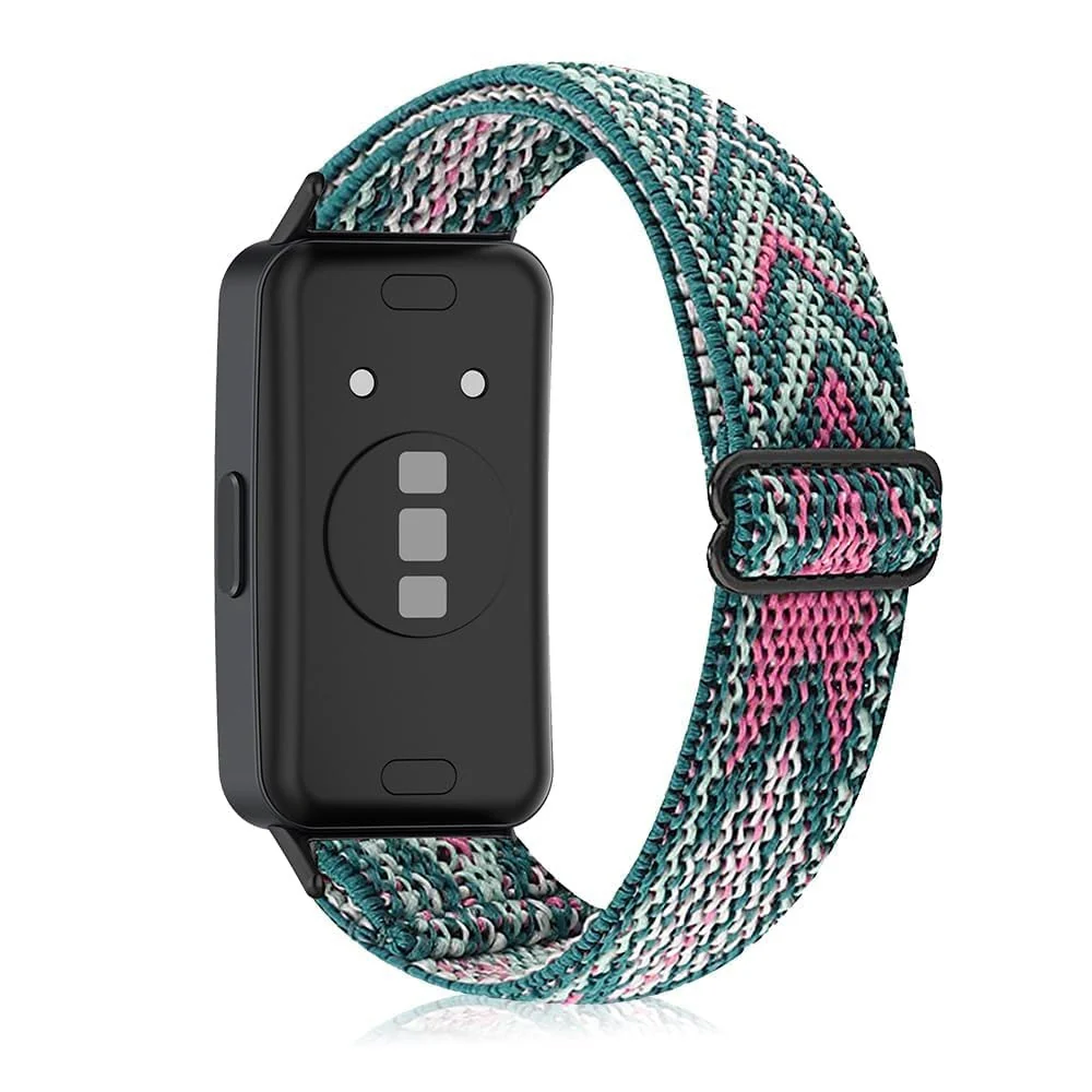 DL3 Mobilak Strap Compatible with Huawei Band 8 / Huawei Band 9 / Huawei Band 10, Soft Elastic Nylon Straps, Adjustable Stretchy Sports Replacement Bracelets Wristbands for Women Men - Green Arrow