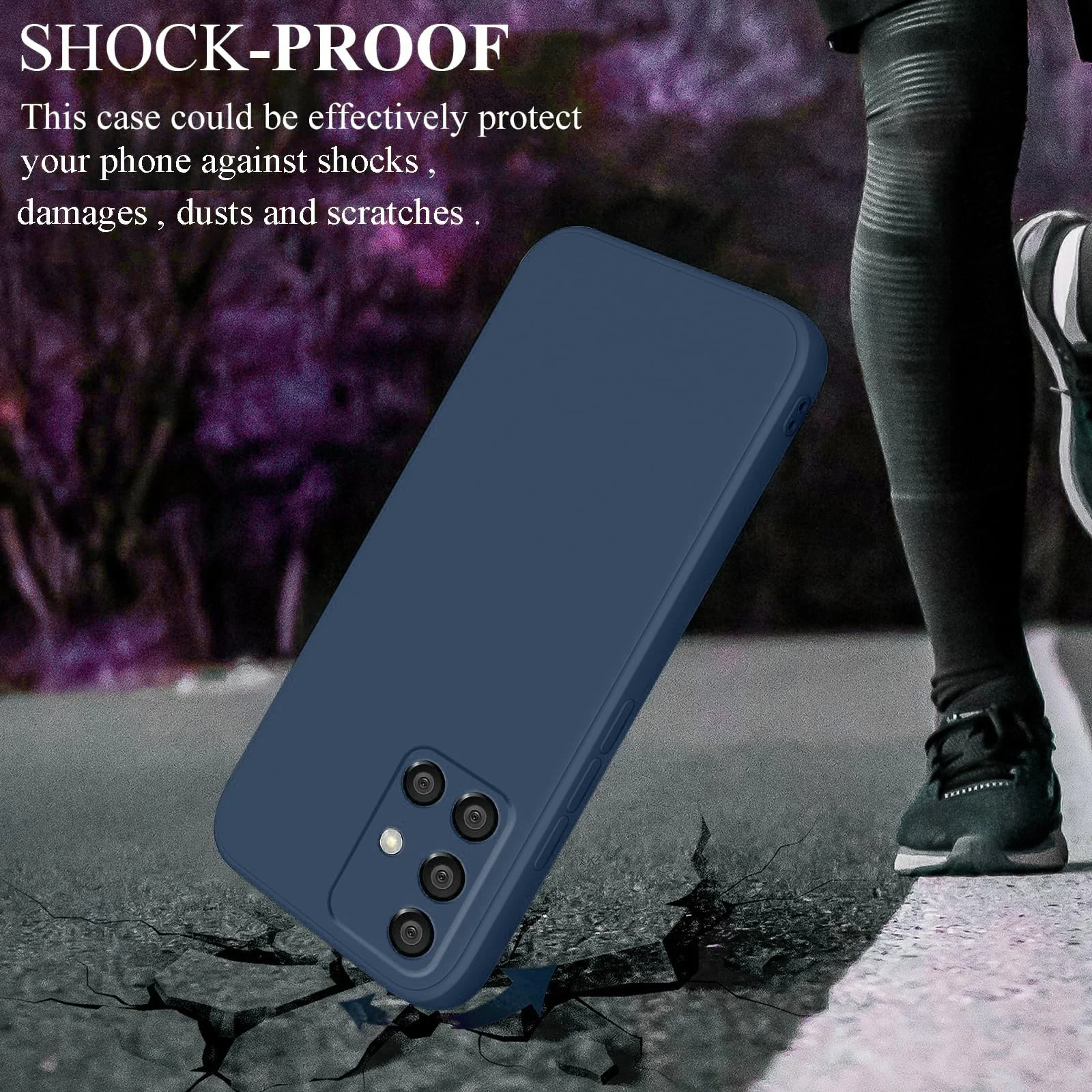 DL3 Mobilak Soft Silicone Protective Case for Samsung Galaxy A71 with Microfiber Lining and Shockproof Design - Dark Blue