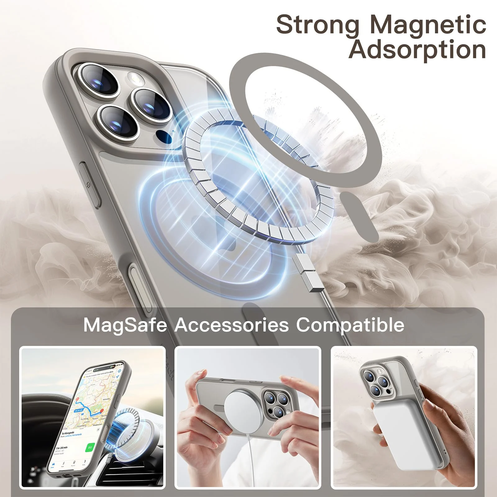 DL3 Mobilak Clear MagSafe-Compatible TPU Case for iPhone 16 Pro Max - Natural Titanium