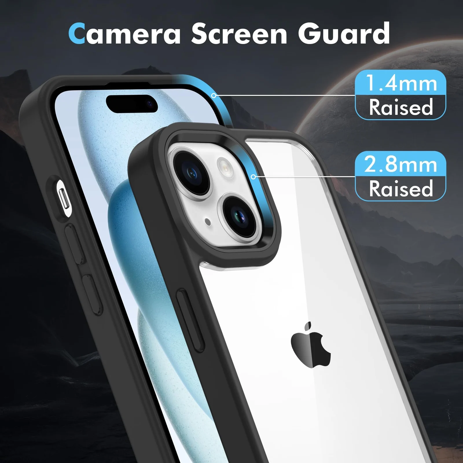 DL3 Mobilak Clear PC and TPU Protective Case for iPhone 13 / iPhone 14 with Shockproof Design and Anti-Yellowing Design - A Black