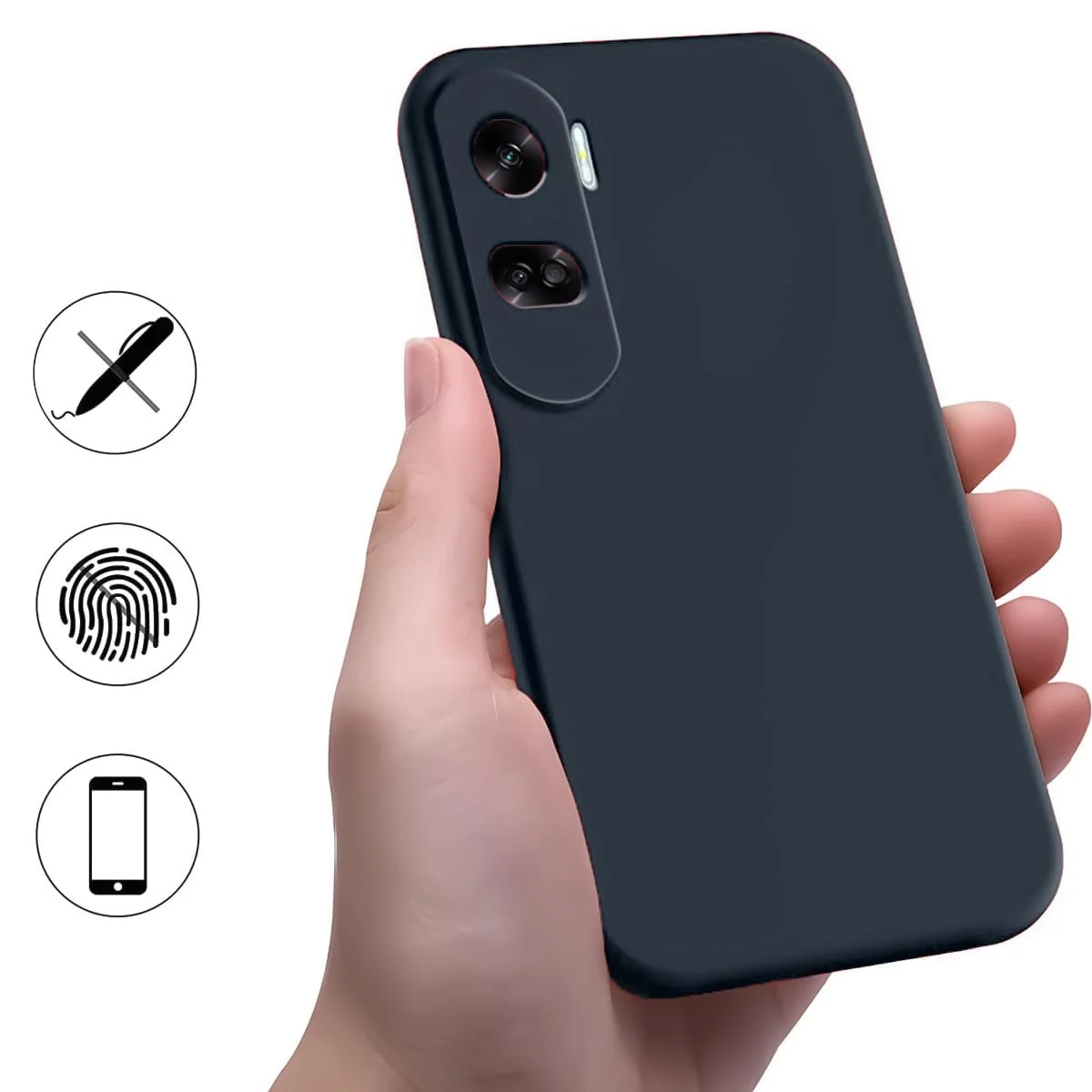 DL3 Mobilak Soft Silicone Protective Case for Honor 90 Lite with Microfiber Lining and Shockproof Design - Midnight Blue