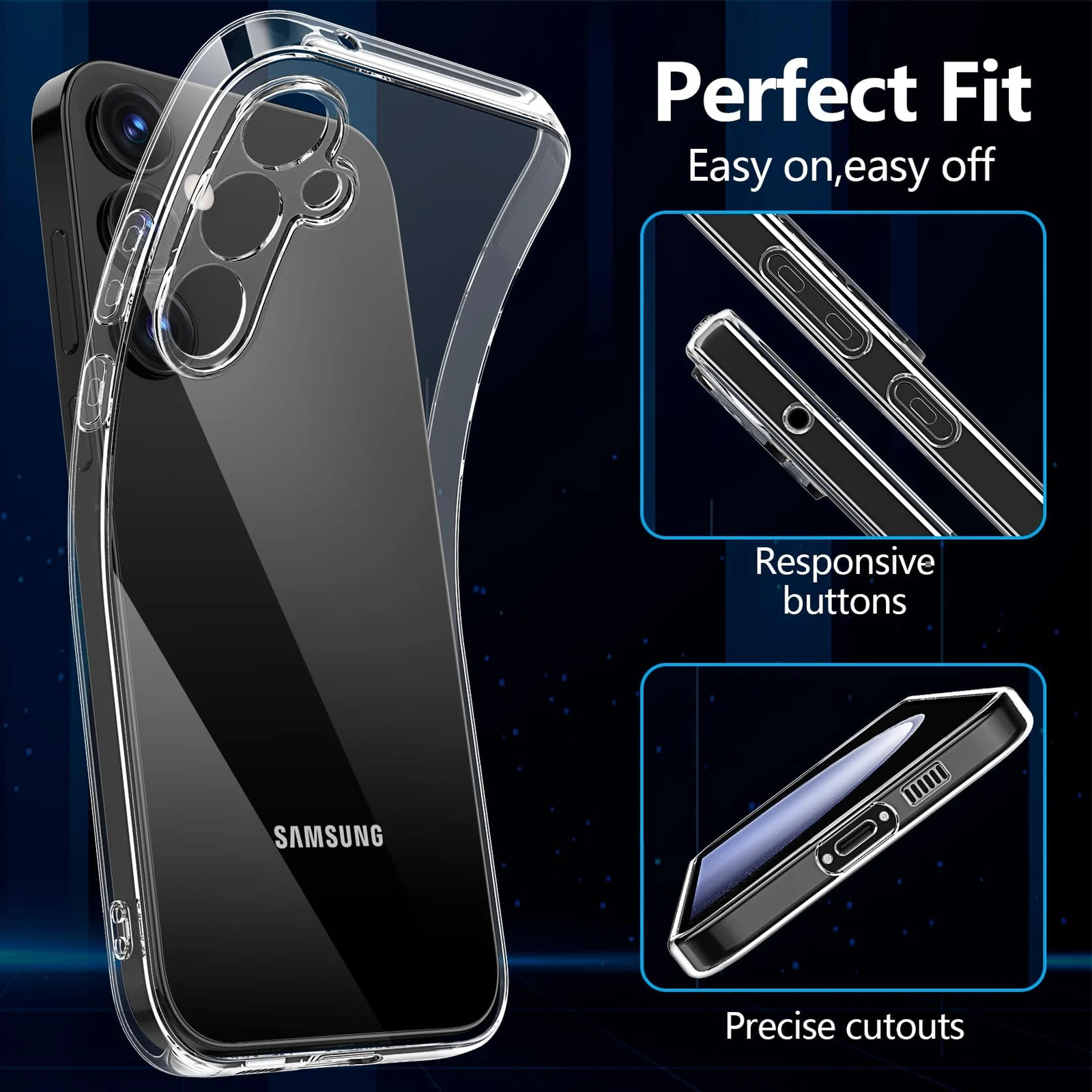 DL3 Mobilak Case Compatible with Samsung Galaxy S23 FE - Crystal Soft TPU Gel Case - Flexible Silicone Anti-Scratch Camera Protection - TPU Cover - Clear