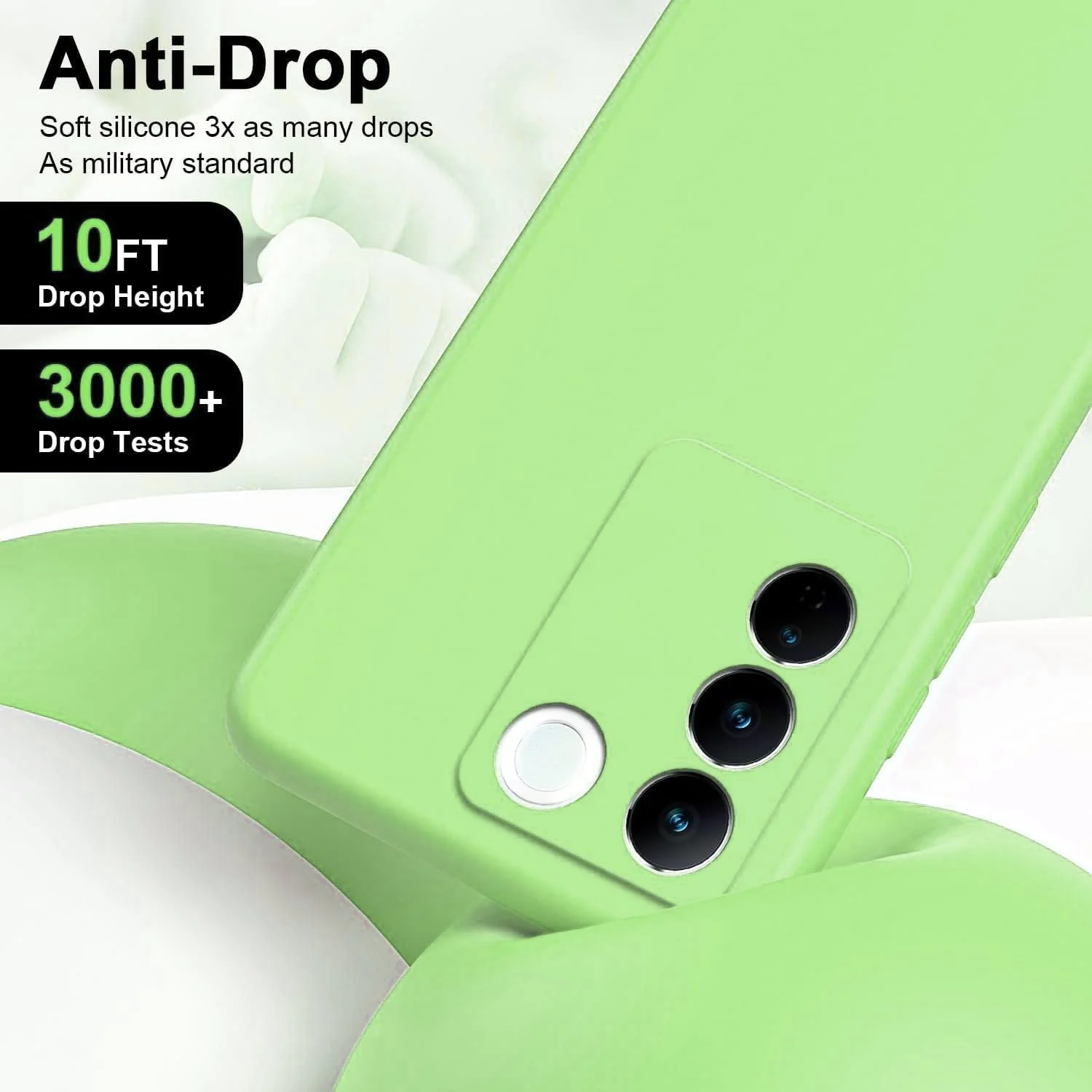 DL3 Mobilak Liquid Silicone Protective Case for vivo V27e / vivo S16e with Microfiber Lining and Shockproof Design - Mint Green