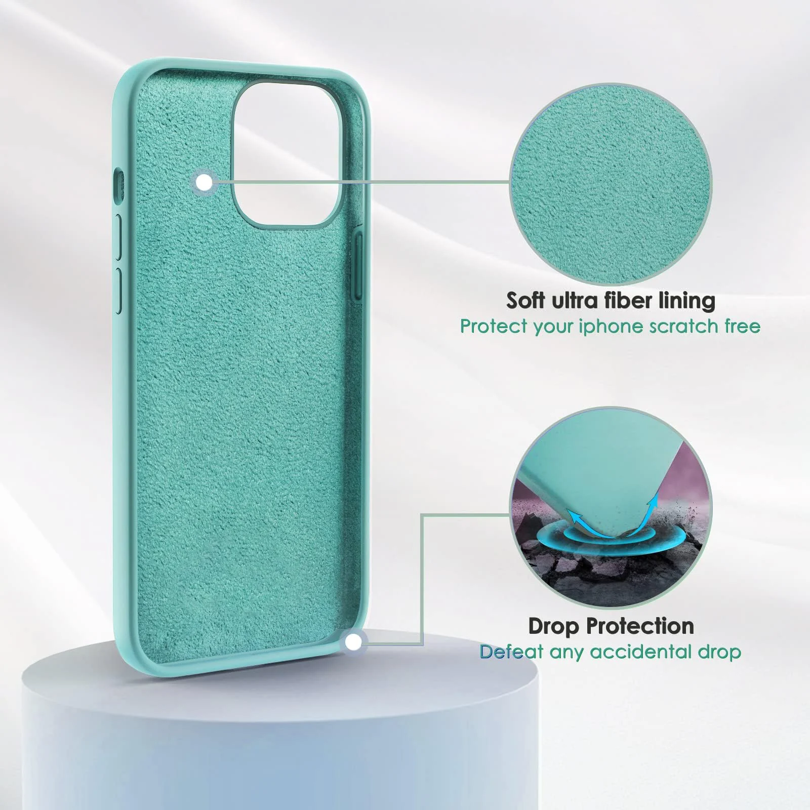 DL3 Mobilak Liquid Silicone Protective Case for iPhone 11 (6.1 Inch) with Camera Protection and Microfiber Lining - Sea Blue