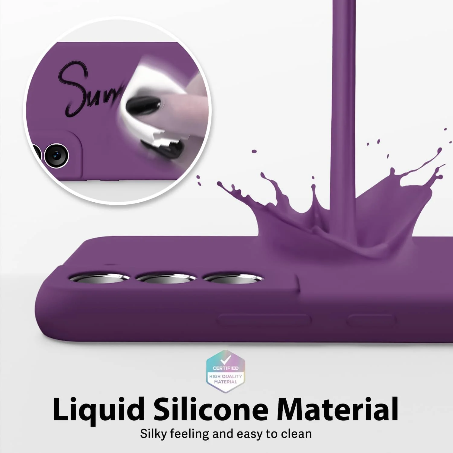 DL3 Mobilak Liquid Silicone Protective Case with Soft Microfiber Lining with Full Camera Protection for Samsung Galaxy S22 5G - Violet