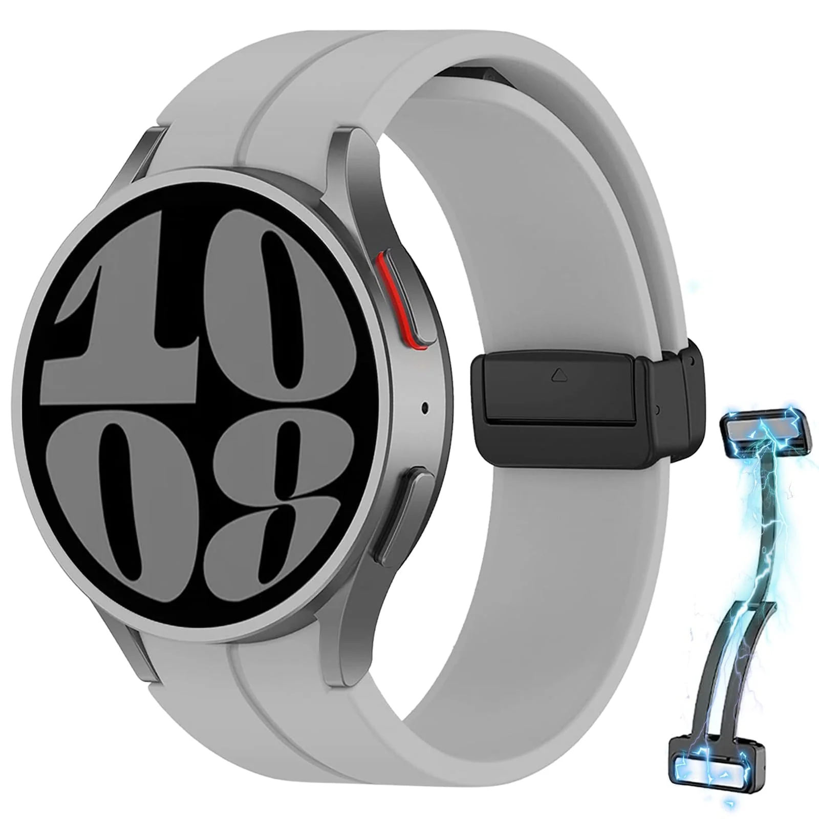 DL3 MOBILAK Magnetic Compatible with Samsung Galaxy Watch 6/5/4 Band 40mm 44mm/Galaxy Watch 6 Classic Bands 47mm 43mm/watch 4 Classic 46mm 42mm - Grey