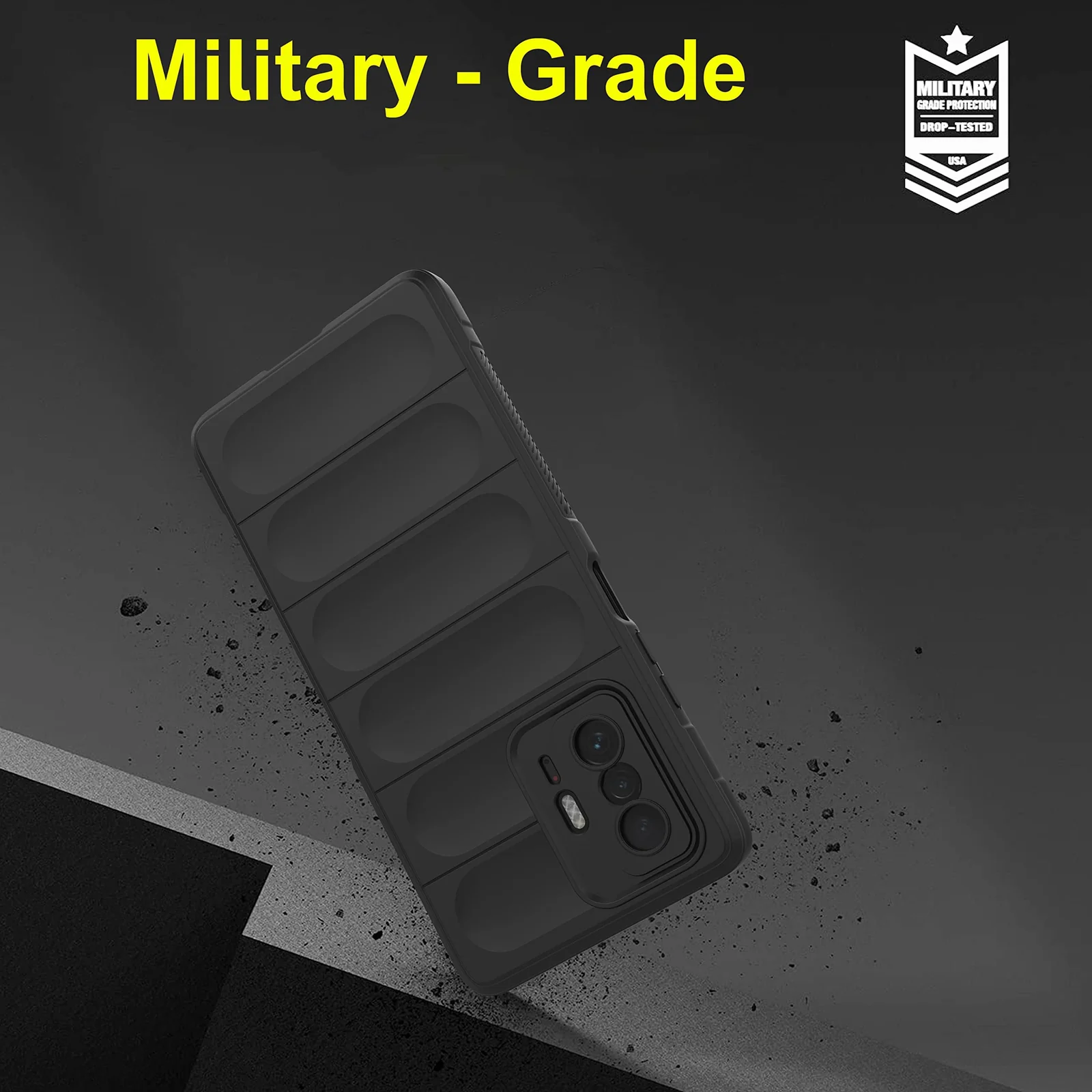 DL3 Mobilak Silicone Case for Xiaomi 11T 5G/Xiaomi 11T Pro 5G Heavy Duty Protective [Slim Fit] Shockproof Soft Flexible Protective Design Shock-Absorption TPU Cover With Camera Protection - Black
