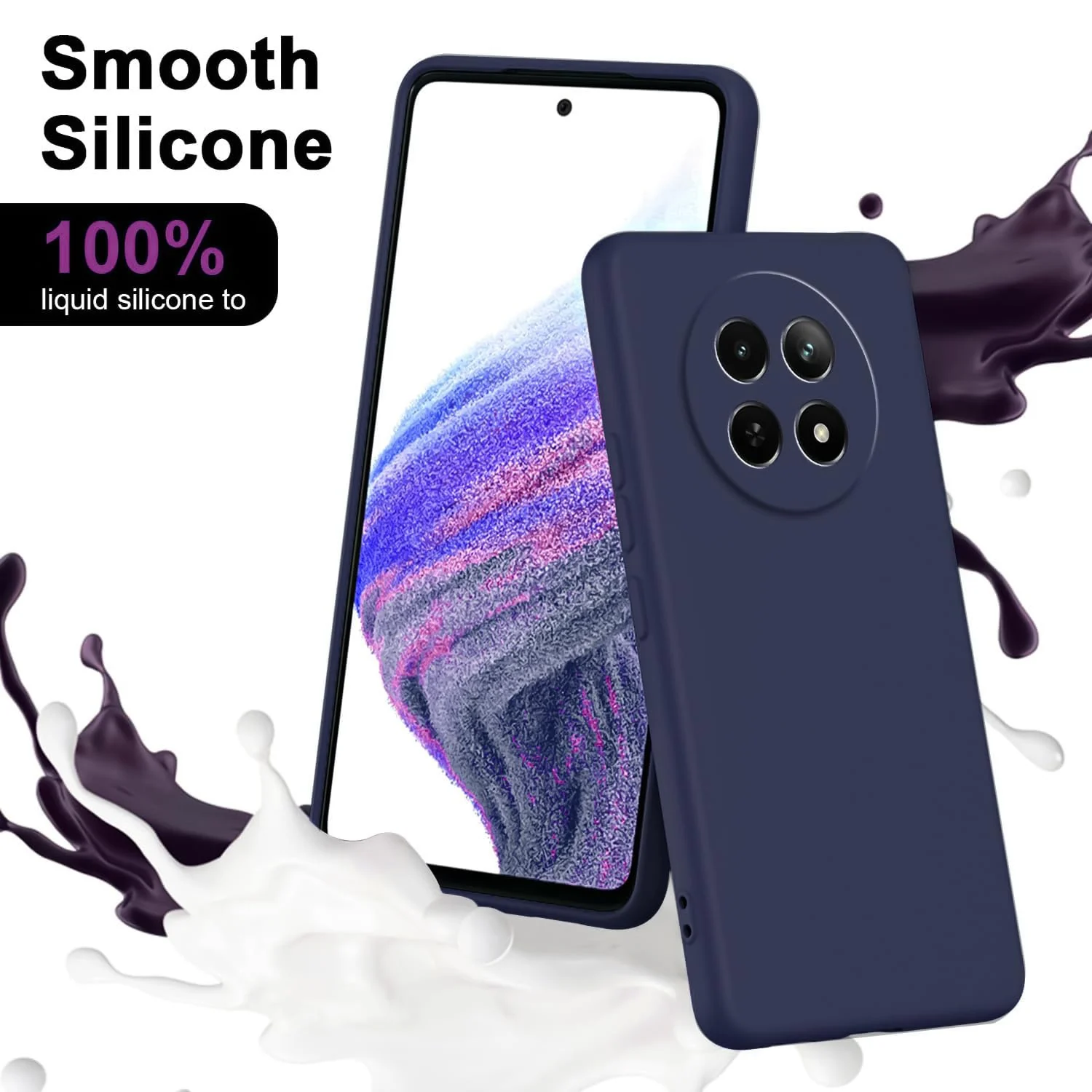 DL3 Mobilak realme 13 5G/realme 12 5G/realme 12X 5G Case, Soft Flexible Liquid Silicone Gel Rubber Bumper Cover, Full Body Shockproof Protective Phone Case - Dark Blue