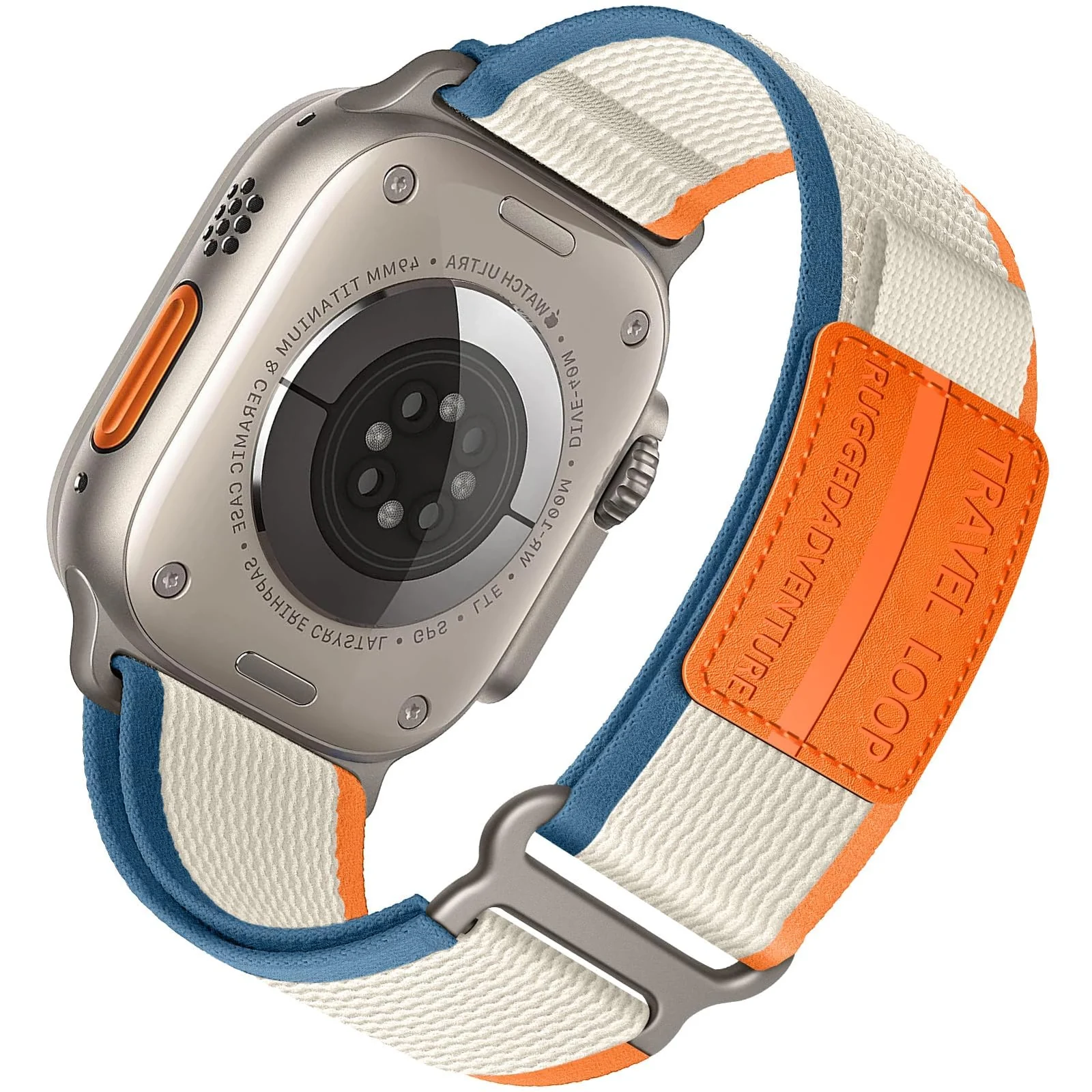 DL3 Mobilak Trail Loop Strap for Apple Watch Ultra Band 49mm 45mm 44mm 42mm iWatch Ultra Band Men Women, Rugged Sport Strap Soft Nylon Wristband for iWatch Ultra 2 Bands Series 9 8 7 6 5 4 3 2 1 SE - Orange Beige