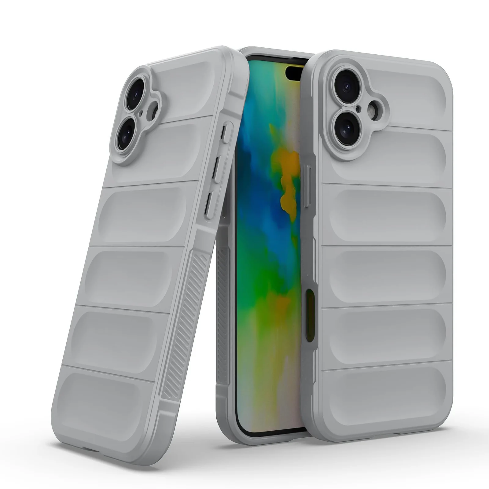 DL3 Mobilak Silicone Case for iPhone 16 6.1-Inch Heavy Duty Protective [Slim Fit] Shockproof Soft Flexible Protective Design Shock-Absorption TPU Cover With Camera Protection - Gray