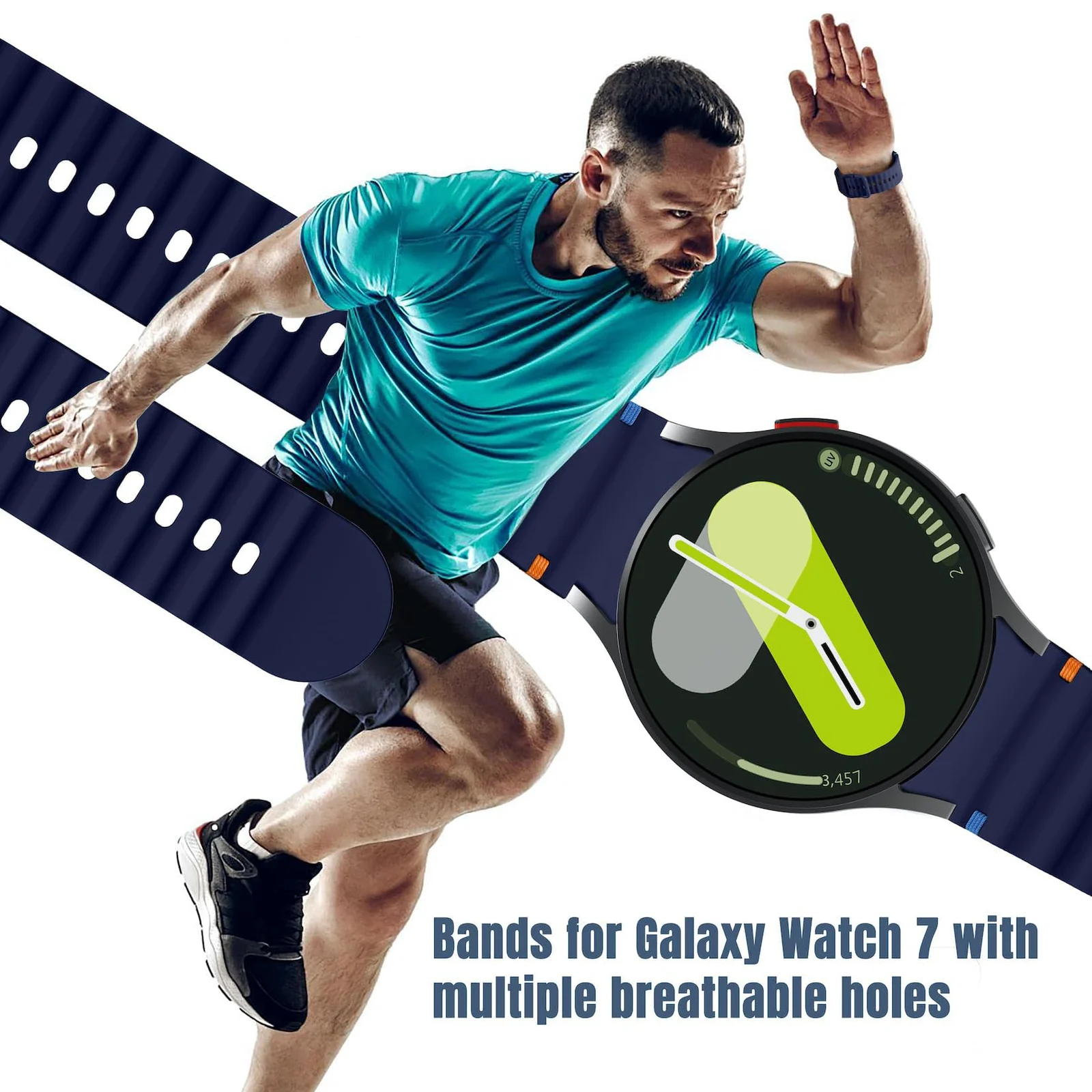 DL3 Mobilak No Gap Sport Bands For Samsung Galaxy Watch 7 6 5 4 FE Strap 40mm 44mm, Soft Silicone Sport Band for Galaxy Watch 6 Classic Straps 47mm 43mm/Galaxy Watch 5 Pro/Watch 4 Classic 42mm 46mm for Men Women - Midnight Blue
