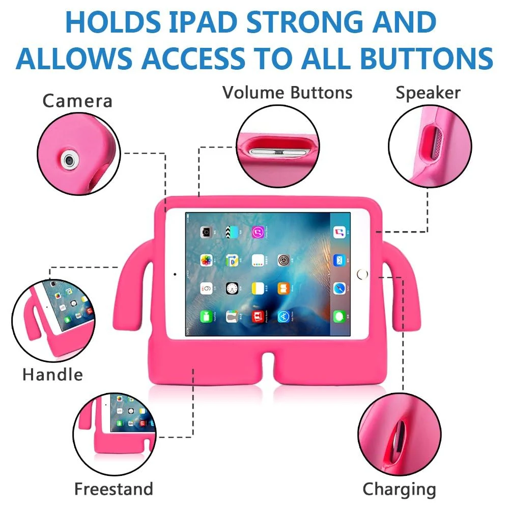 DL3 Mobilak Kids Case For iPad 6th/5th Generation (9.7 Inch, 2018/2017 Model), iPad Air 2 & 1st Case, iPad Pro 9.7 Case 2016 Case Shockproof Heavy Duty Cute Cover for Boys Girls - Pink