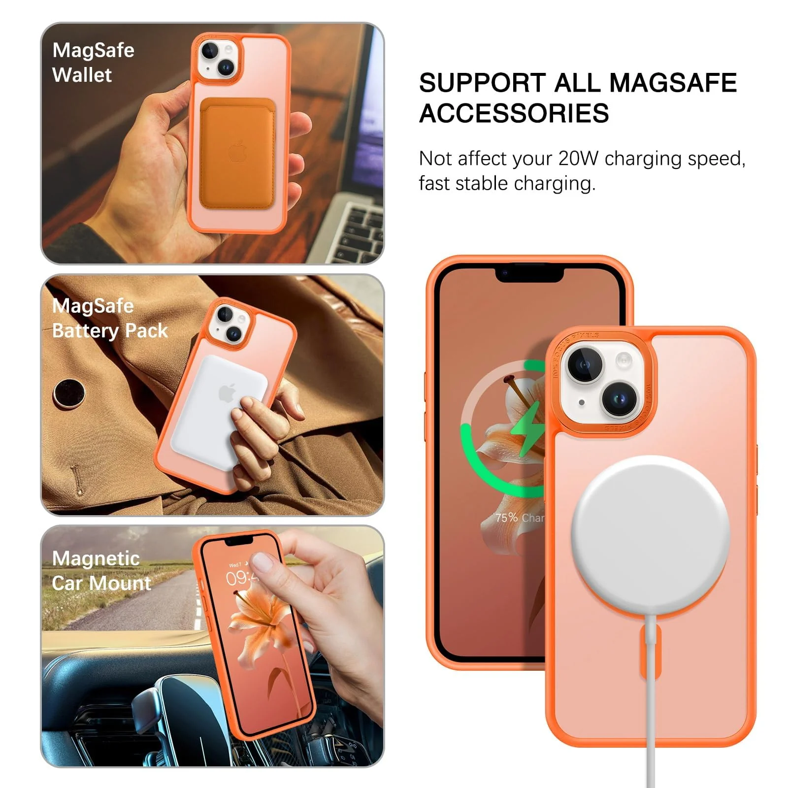 DL3 MOBILAK Protective Phone Case for Apple iPhone 14 Plus and 15 Plus - Orange