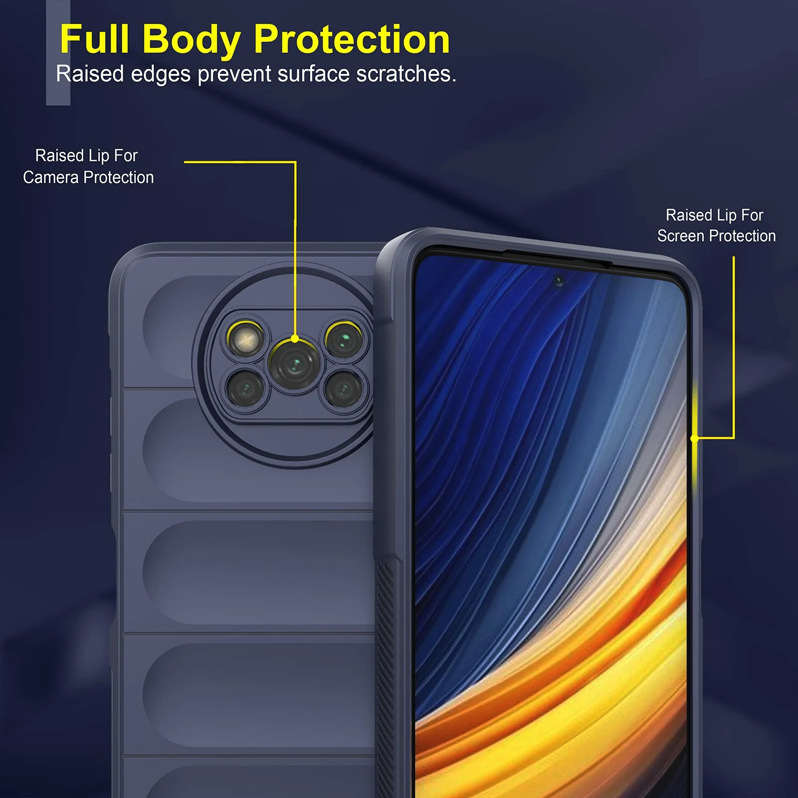 DL3 Mobilak Flexible Silicone and TPU Protective Case with Camera Protection for Xiaomi Poco X3 NFC / Poco X3 / Poco X3 Pro - Blue