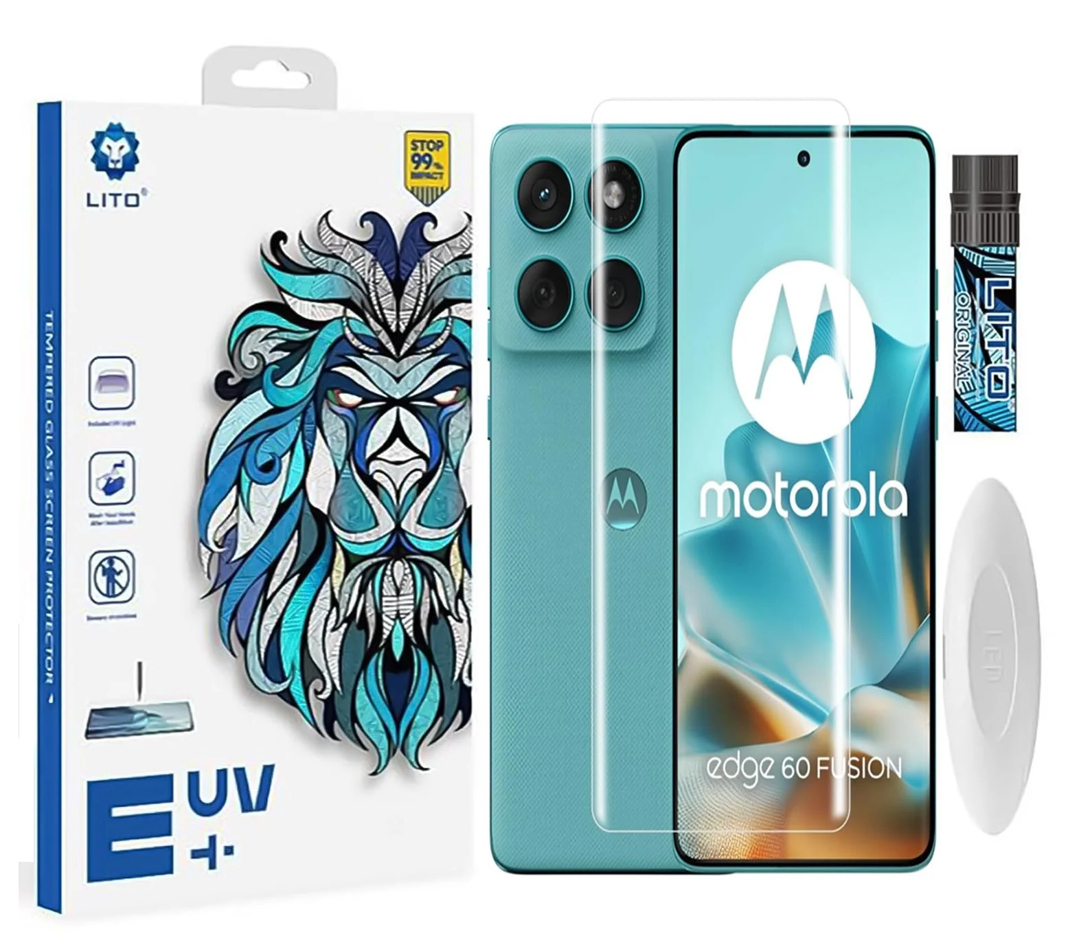 DL3 Mobilak Li-to Screen Protector moto edge 60 fusion [Liquid UV Tempered Glass] Full Screen adhesive [Sensitive Touch][Fingerprint Sensor Compatible] HD - Clear