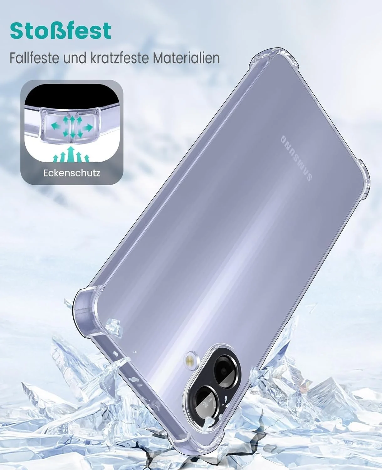 DL3 MOBILAK Case Compatible with Samsung Galaxy A07, Cover SiliconeTransparent TPU Gorilla Anti-shock Protector Camera Shockproof Corners - Clear