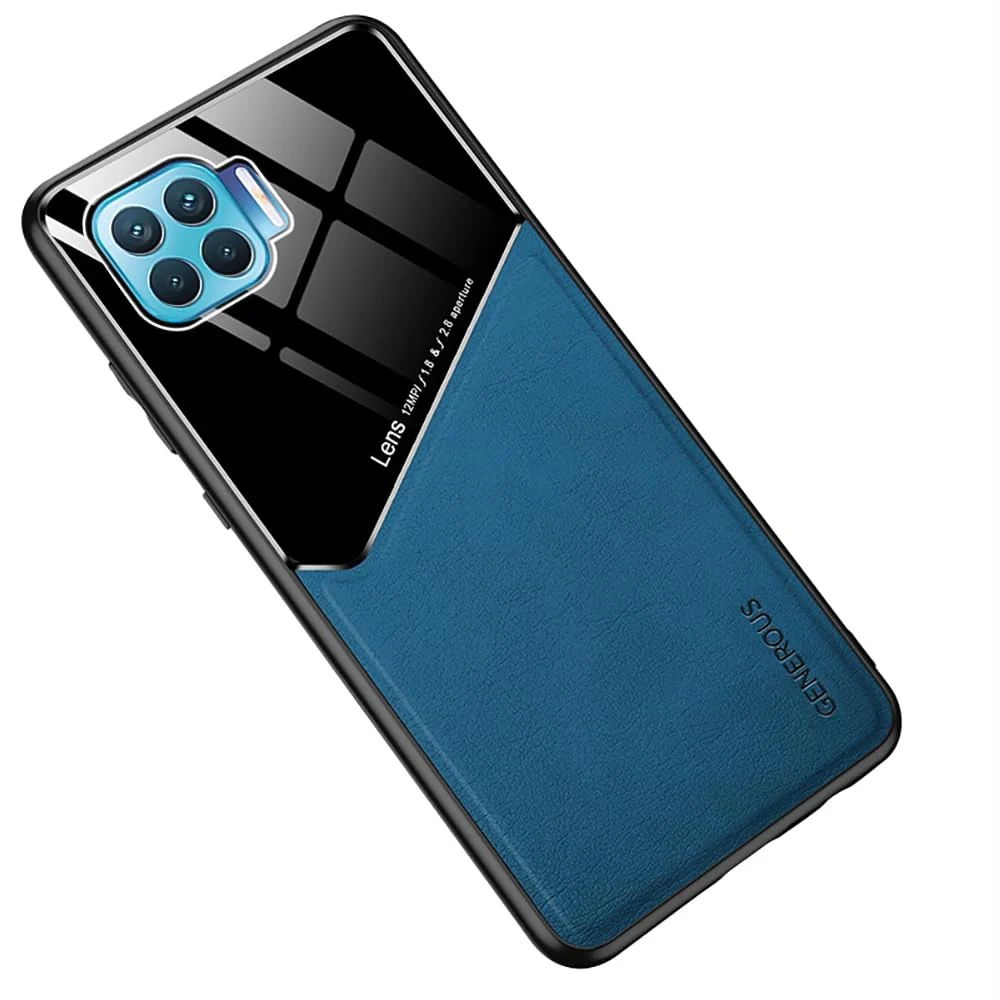 DL3 Mobilak Leather and PC Protective Case for OPPO A93 4G, Built-in magnetic car-mount support, Camera protection, Shock-absorbing protection - Blue