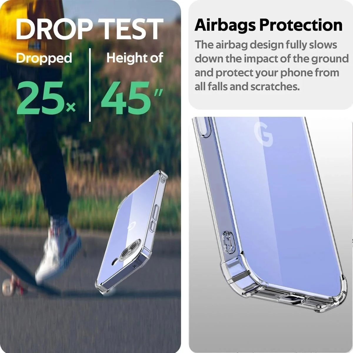 DL3 Mobilak Case Compatible with Google Pixel 9A, Cover SiliconeTransparent TPU Gorilla Anti-shock Protector Camera Shockproof Corners - Clear
