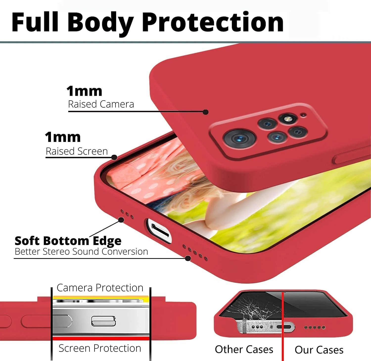 DL3 Mobilak Liquid Silicone Protective Case for Xiaomi Redmi Note 12 Pro 4G / Redmi Note 11 Pro 4G&5G with Microfiber Lining and Shockproof Design - Red