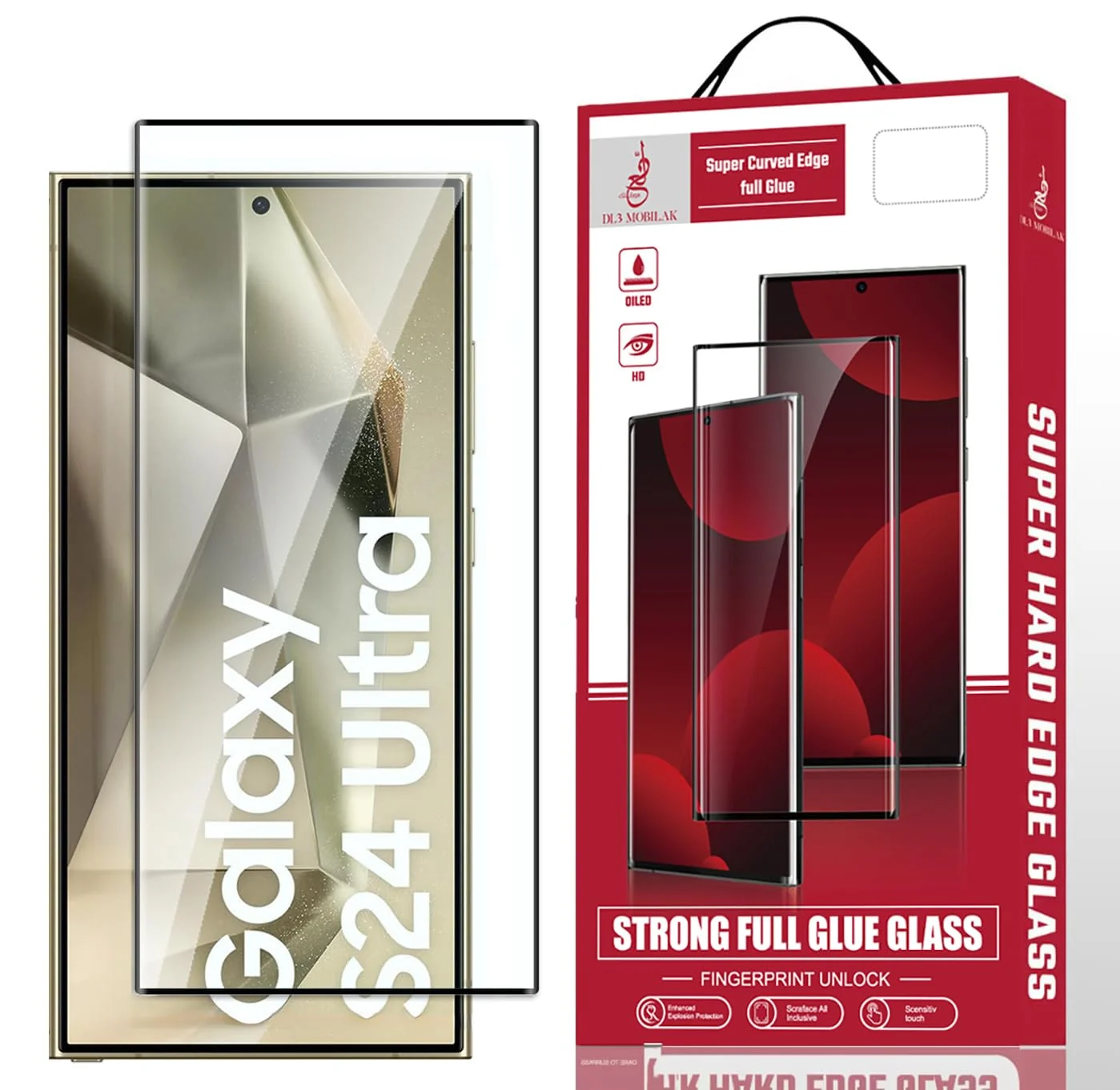 DL3 Mobilak Screen Protector for Samsung Galaxy S24 Ultra, Tempered Glass Screen Saver Premium HD Protective, Scratch Resistant, NO-Bubble, 9H Hardness, Full Coverage Film - Clear
