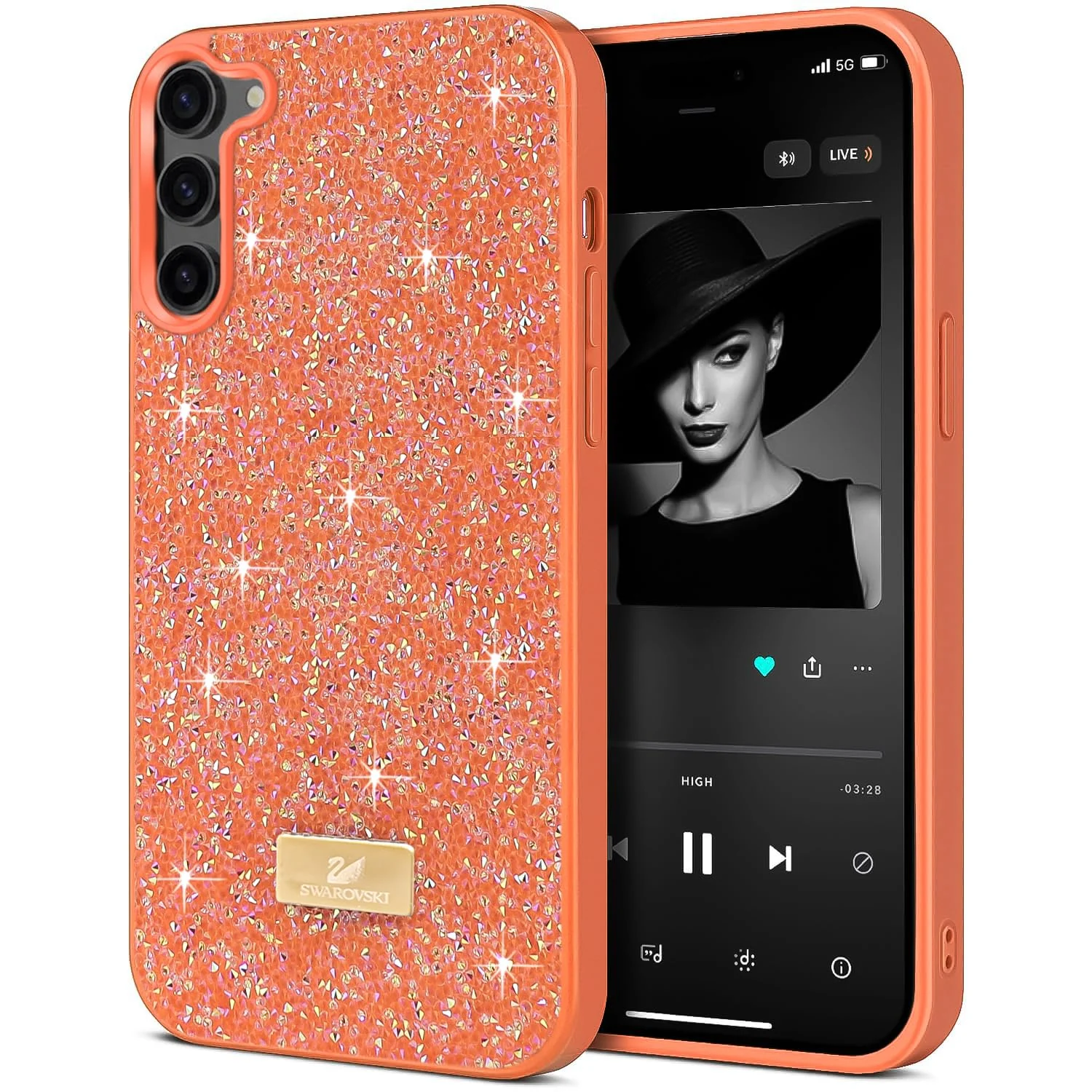 Case For Samsung Galaxy S23+ Plus Case Glitter, Sparkle Diamond Crystal Bling Case with Bling, Ultra Thin Lightweight Full Body Shockproof Anti-Scratch Protective Cover - Black