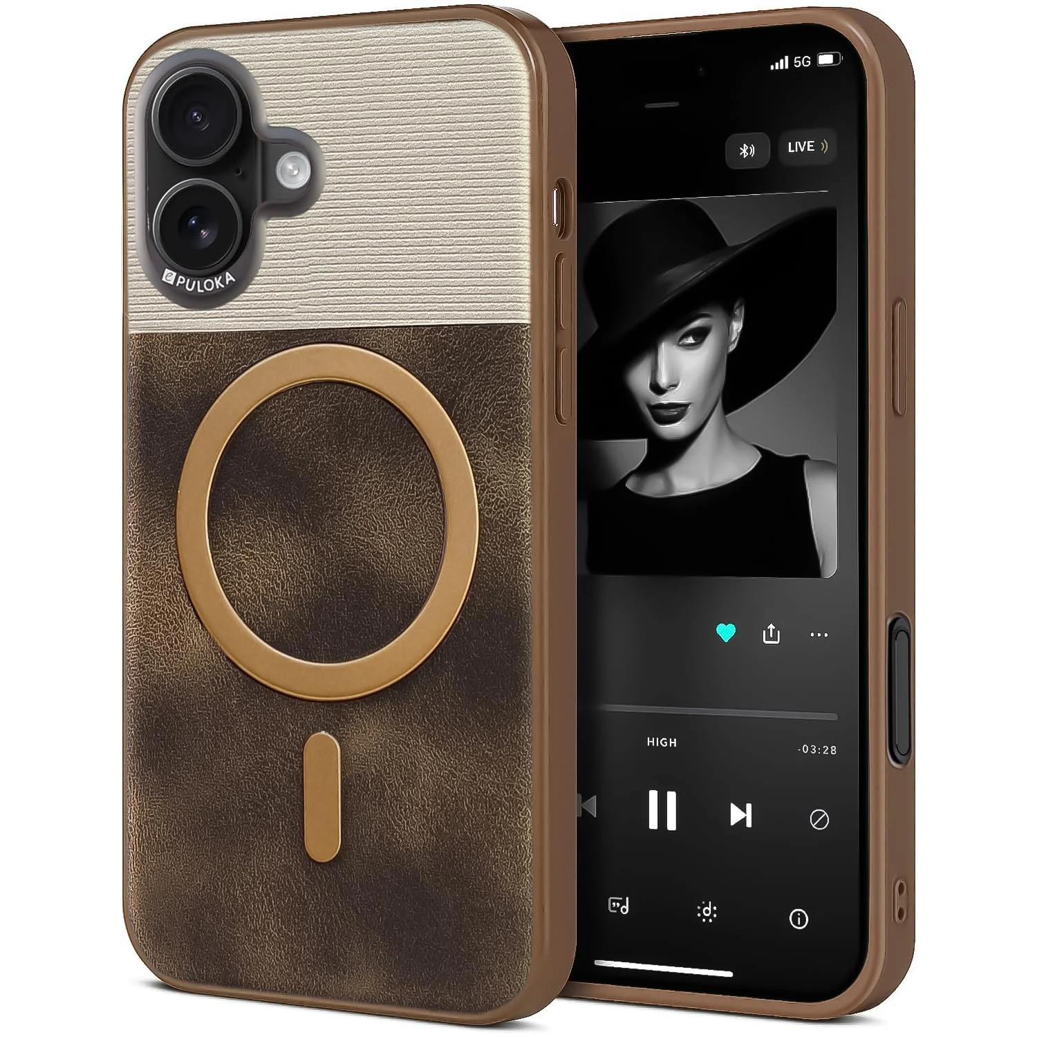 DL3 Mobilak Premium Leather Magnetic Case for iPhone 17 Compatible with MagSafe - Shockproof Protective Cover with Full Camera Protection, Slim Luxury Design