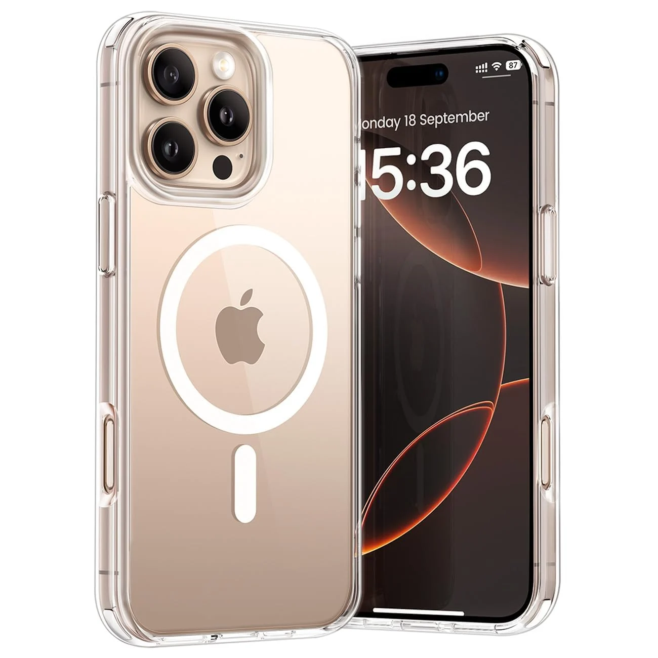 DL3 MOBILAK for iPhone 16 Pro Max Case Clear [Compatible with MagSafe] Slim Magnetic Clear Bumper Case